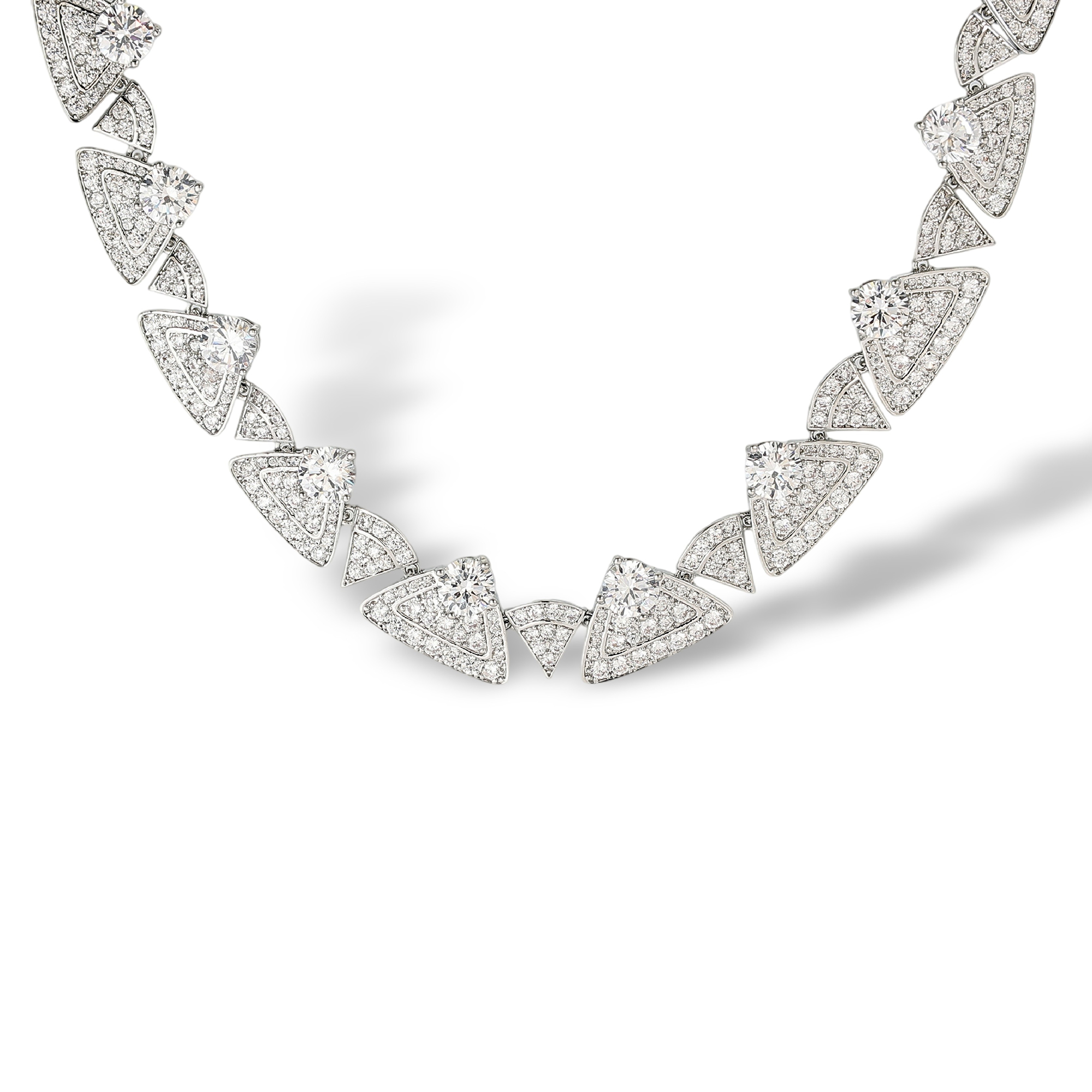 Chloris White Triangle Drop Earrigns & Necklace Set
