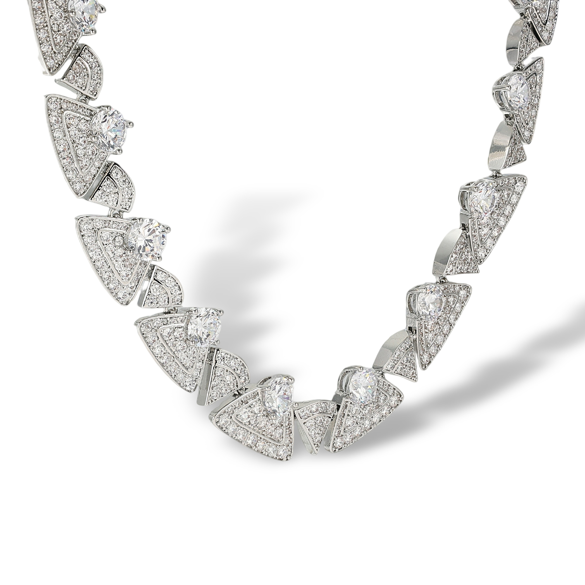 Chloris White Triangle Drop Earrigns & Necklace Set