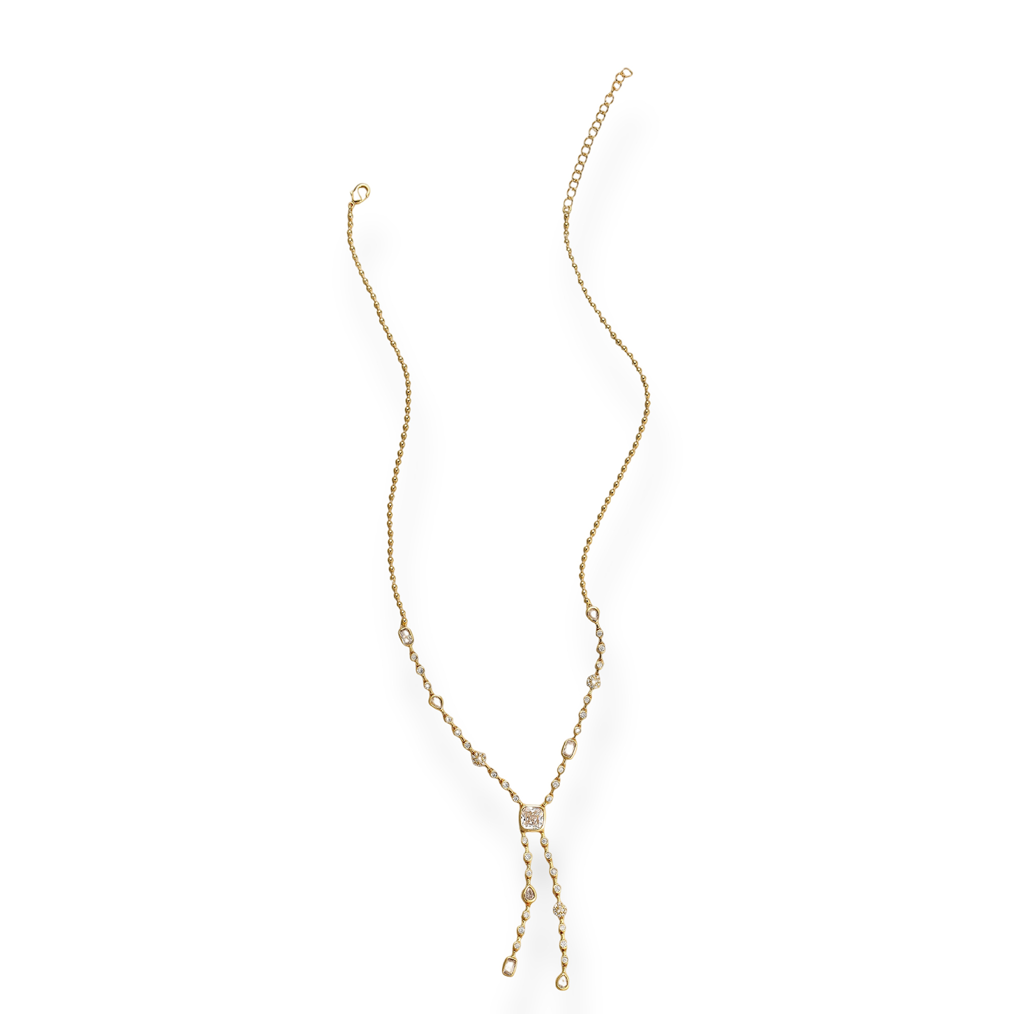 Christiane 18K Gold Mixed Shape Dual-Tassel Necklace