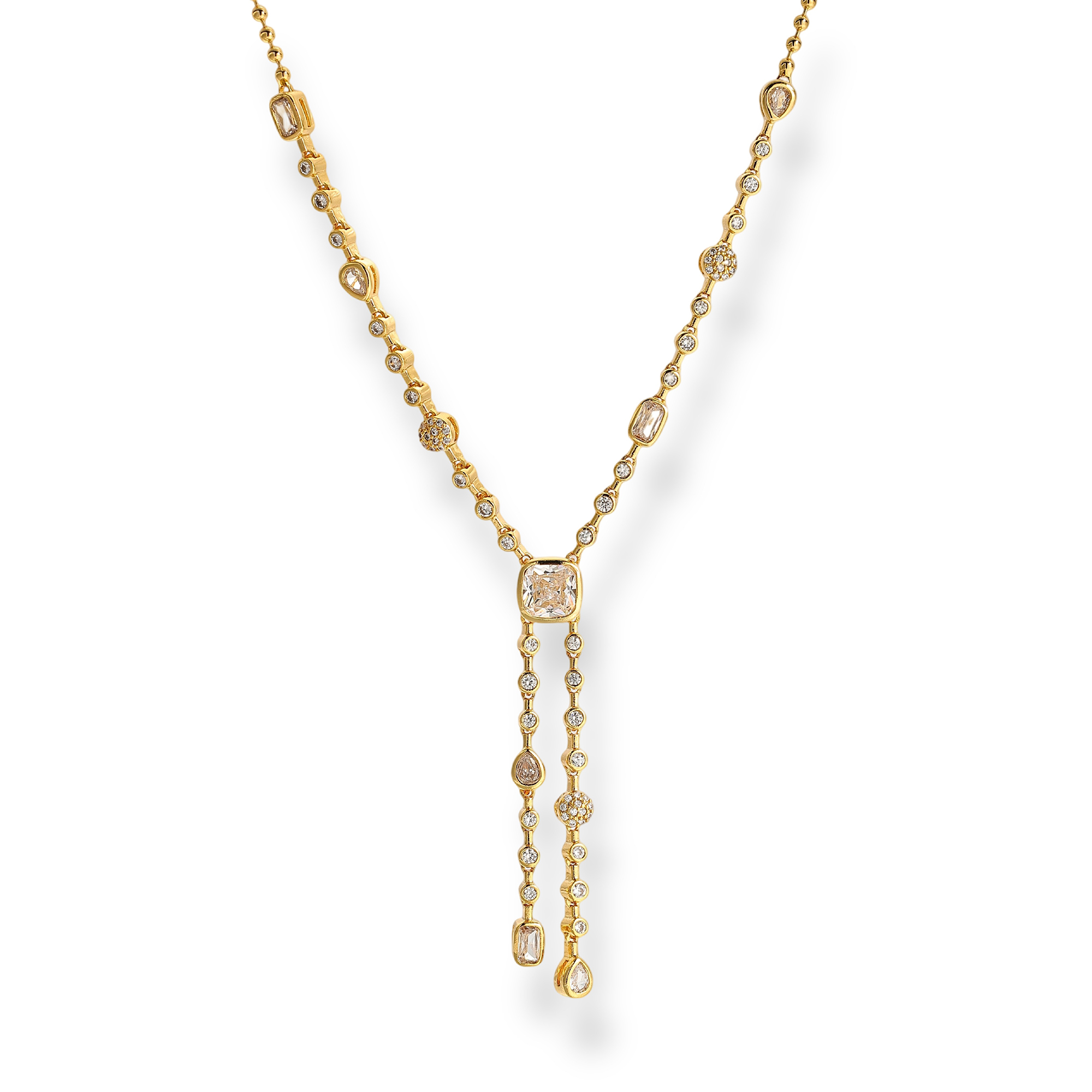 Christiane 18K Gold Mixed Shape Dual-Tassel Necklace