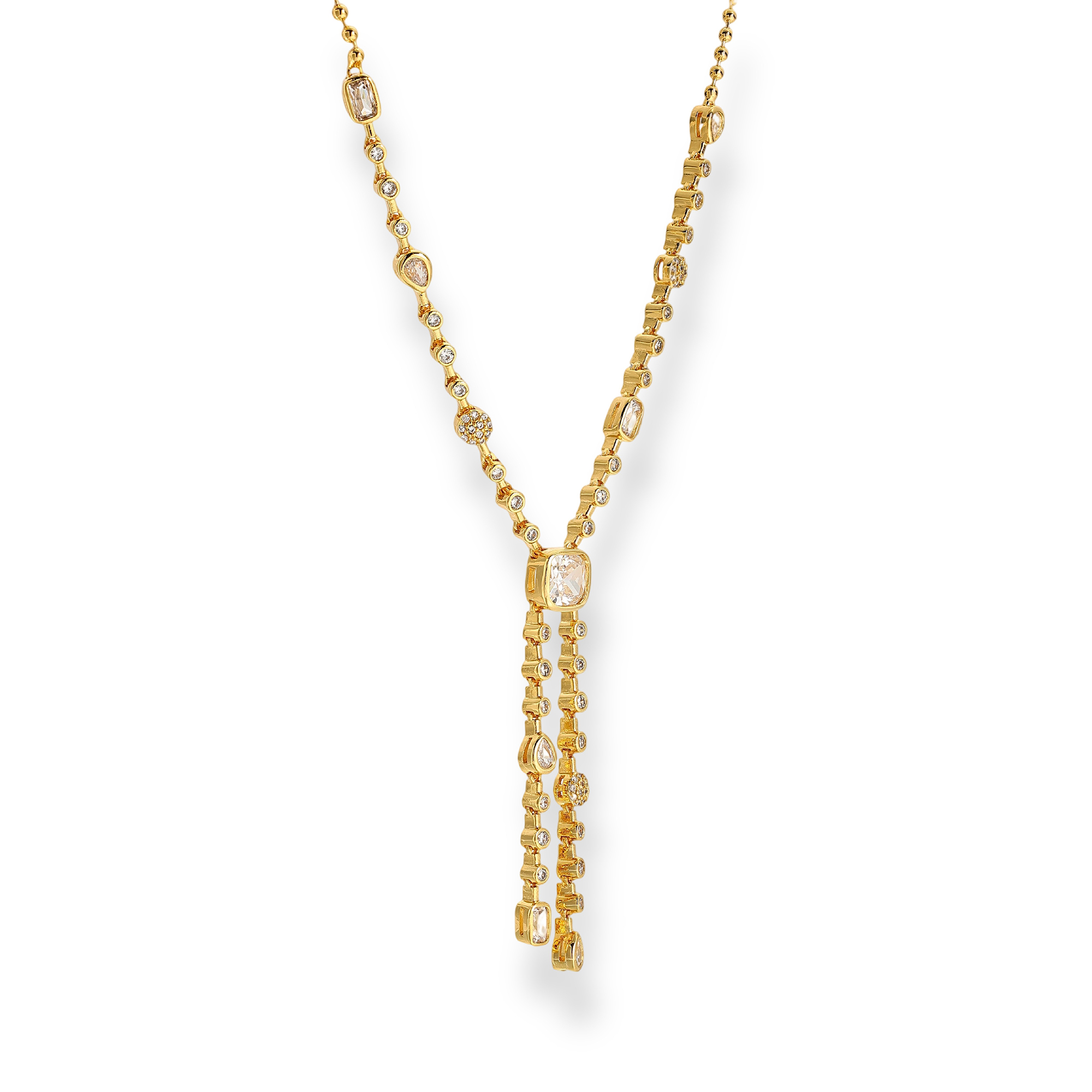 Christiane 18K Gold Mixed Shape Dual-Tassel Necklace