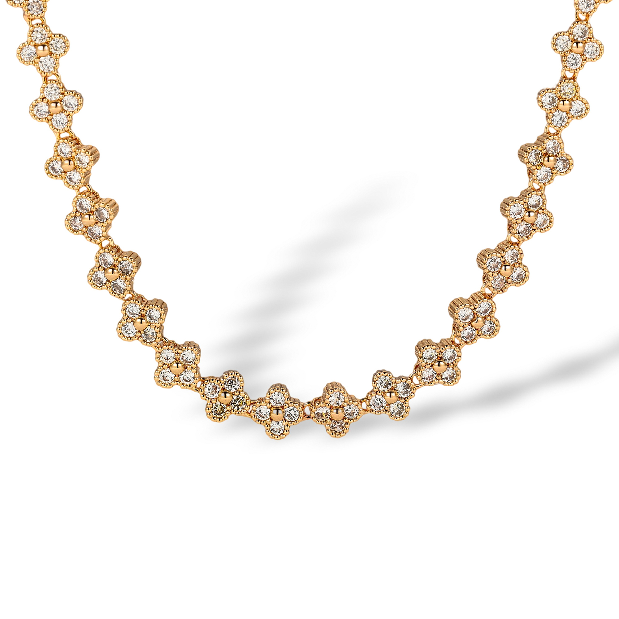 Cléophée 18K Gold Trèfle Tennis Necklace