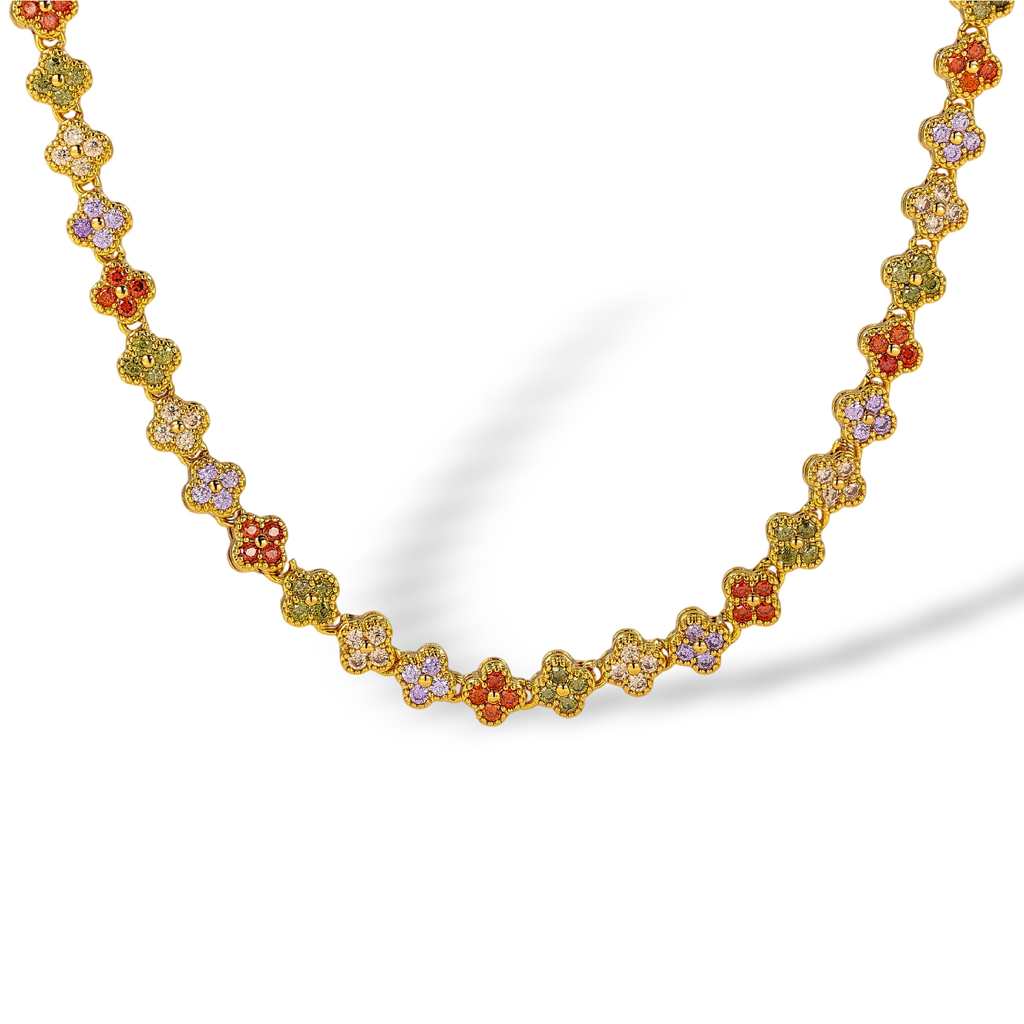 Cléophée Multicolor Trèfle Tennis Necklace