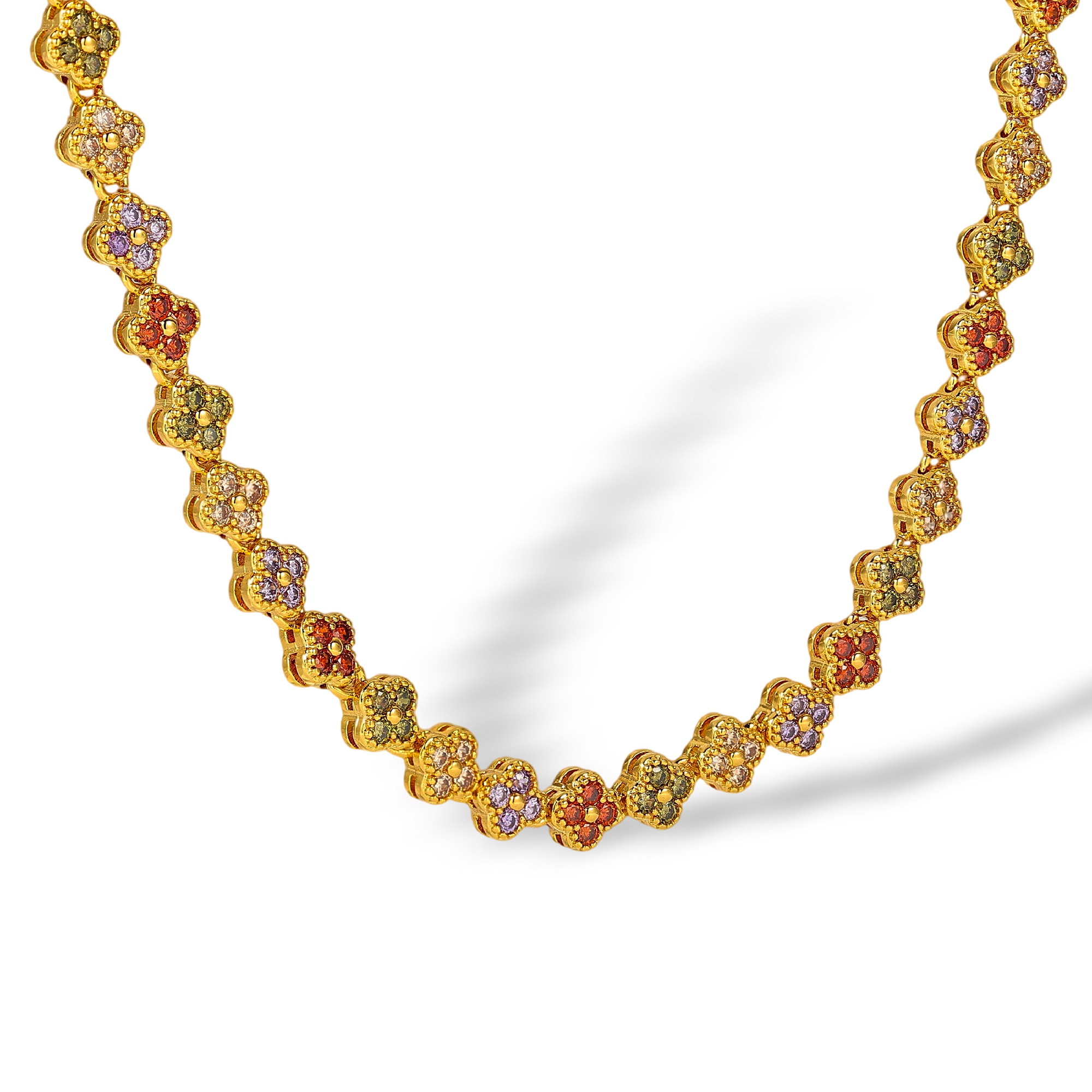 Cléophée Multicolor Trèfle Tennis Necklace