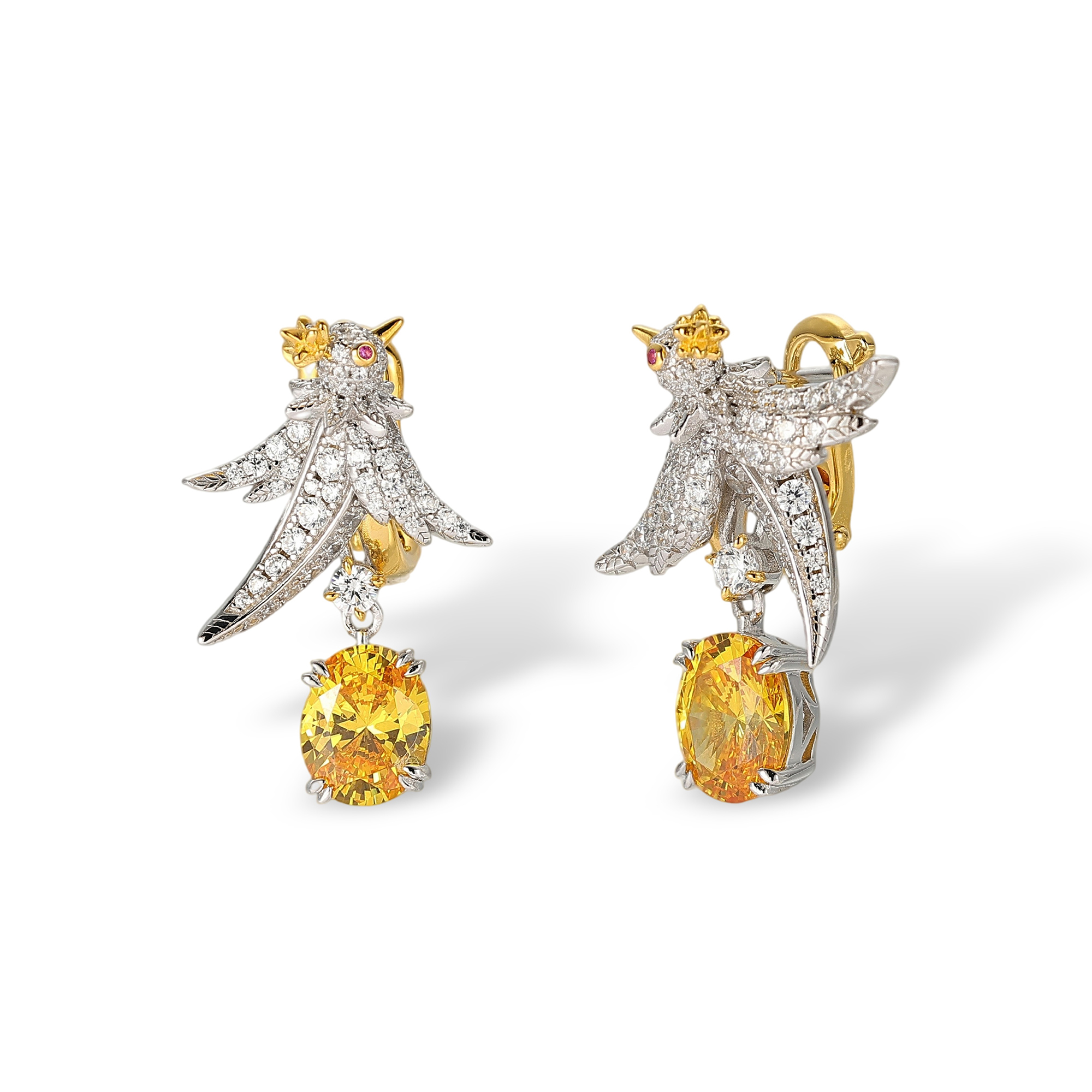 Clérisse Bird Oval Drop Earrings