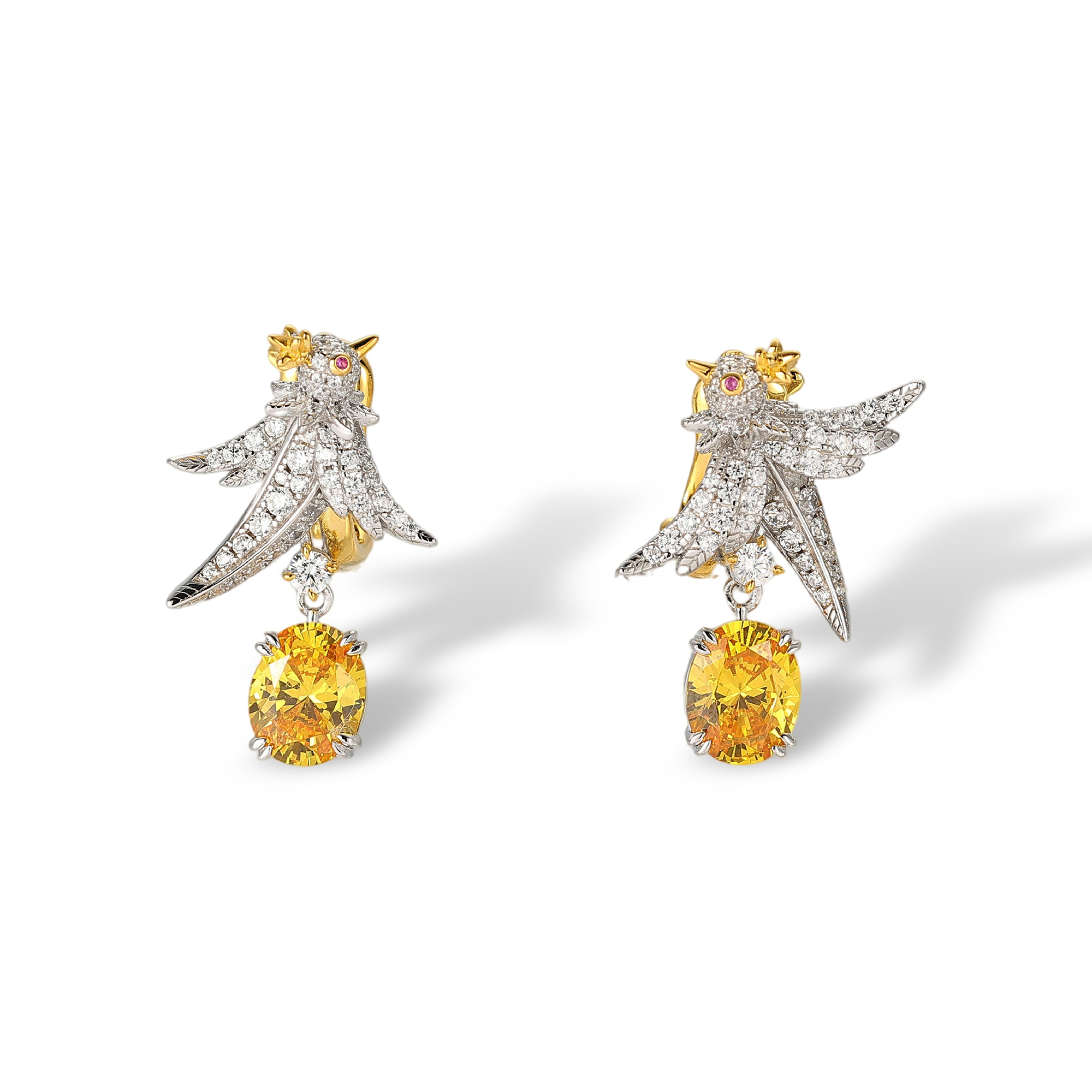 Clérisse Bird Oval Drop Earrings