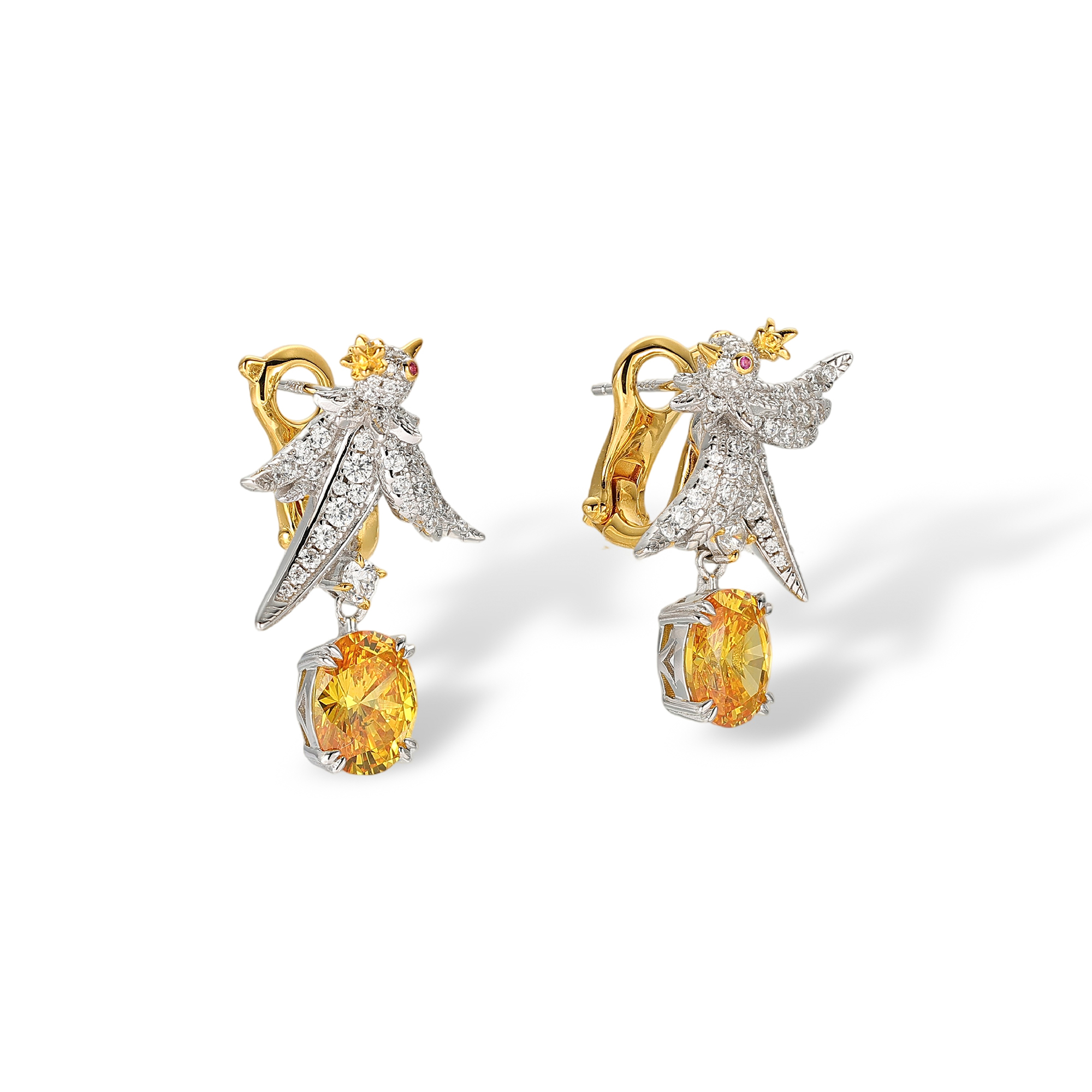 Clérisse Bird Oval Drop Earrings