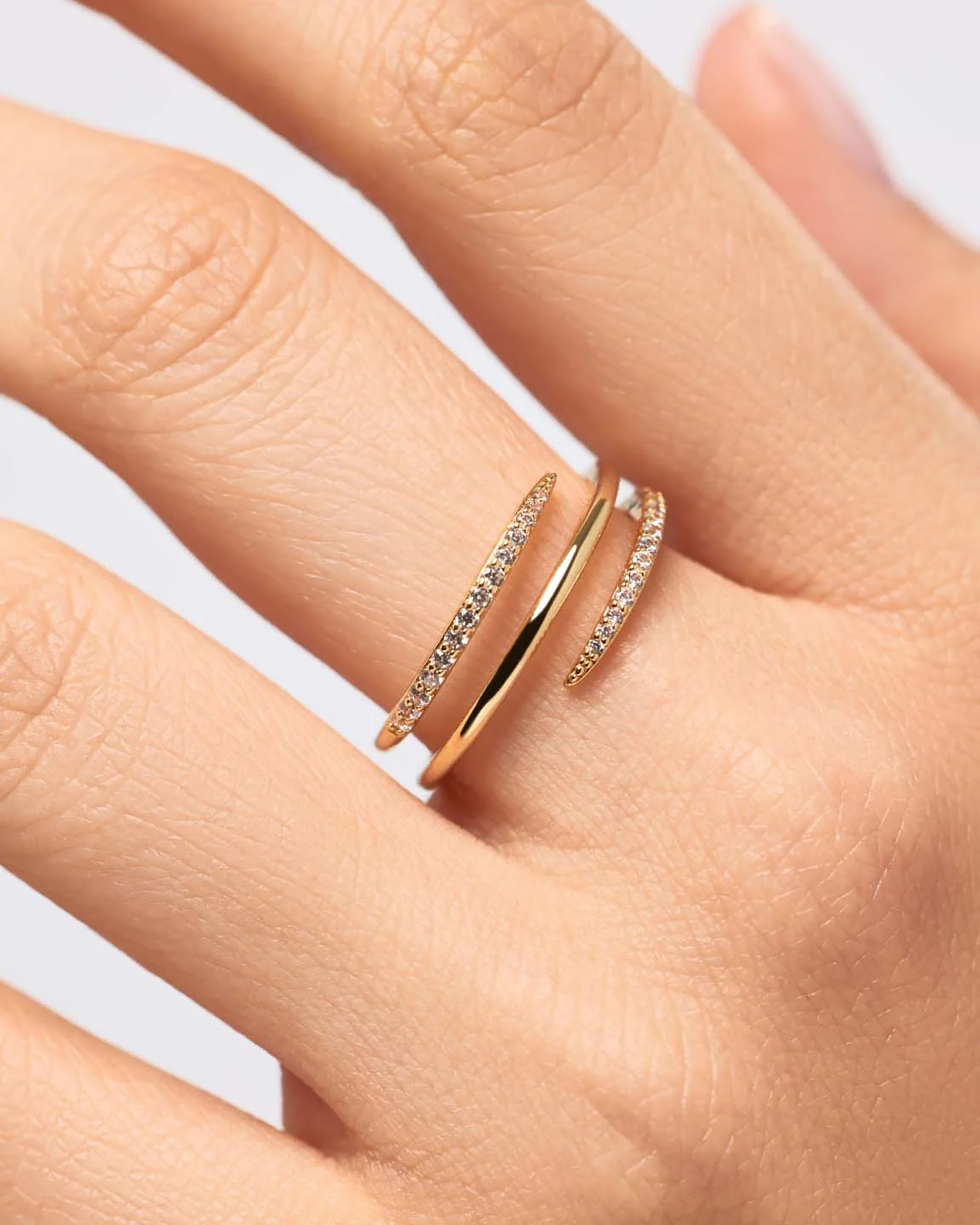 Claudianne 18K Gold Triple Spiral Wrap Open Ring
