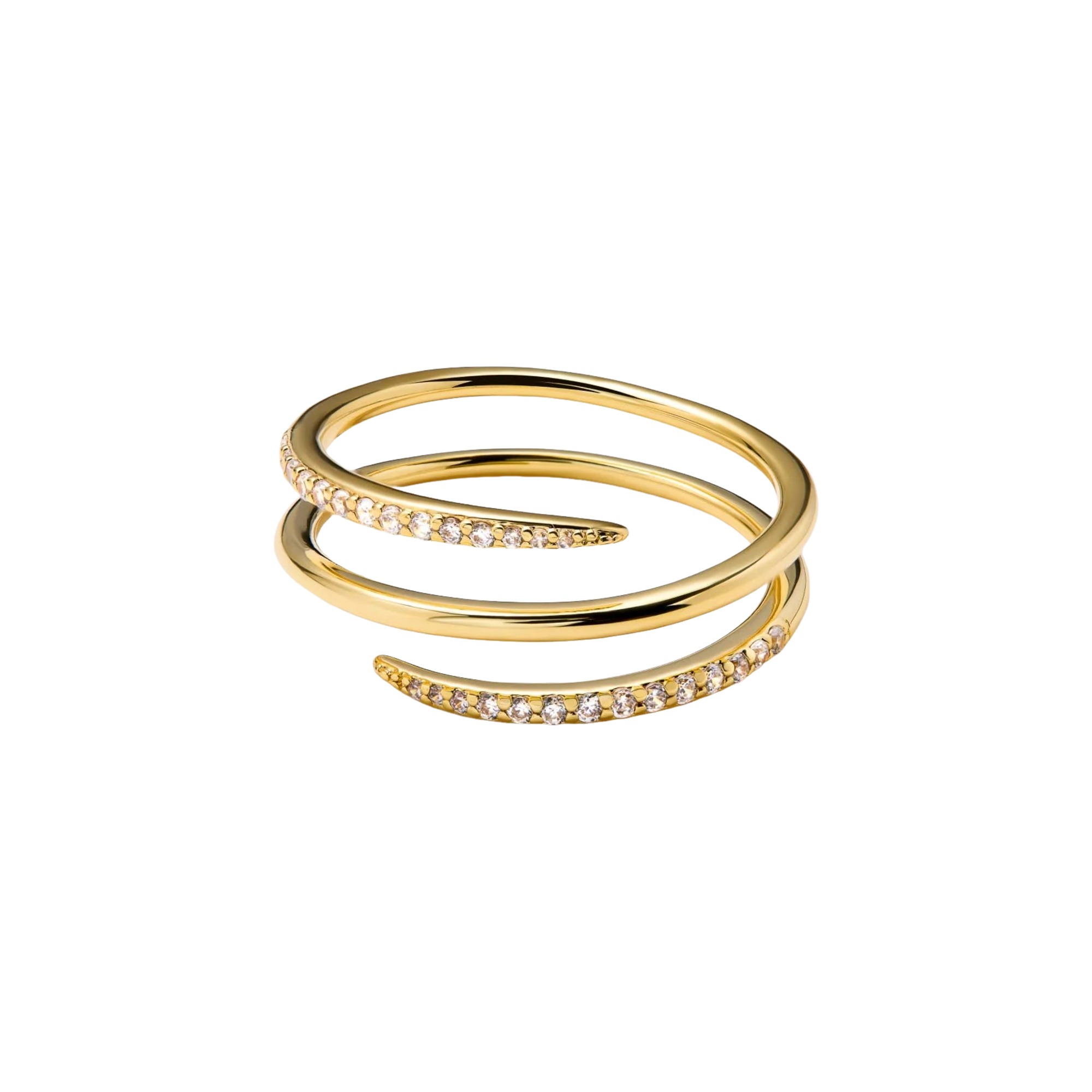 Claudianne 18K Gold Triple Spiral Wrap Open Ring