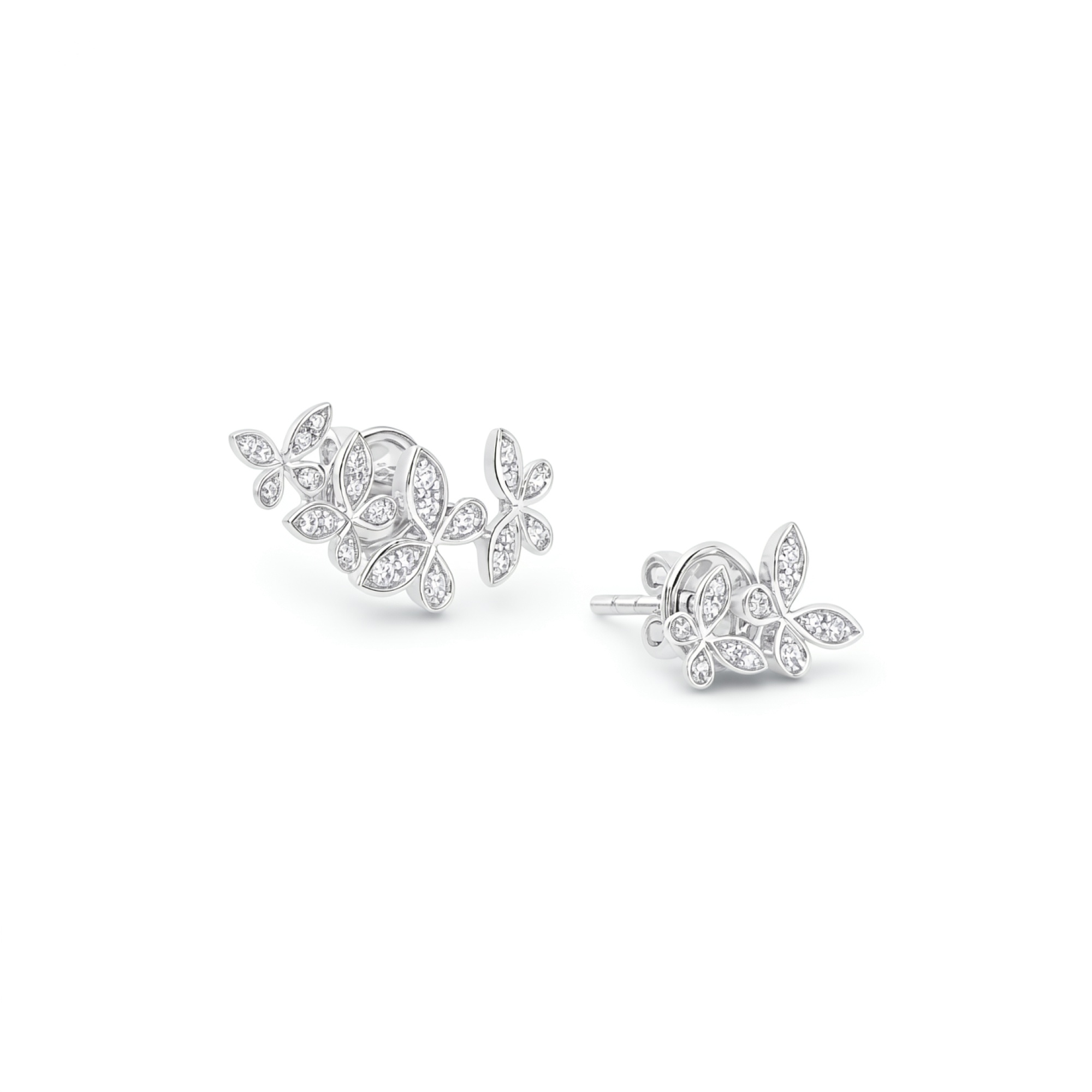 Cyrene White Asymmetric Butterfly Stud Earrings