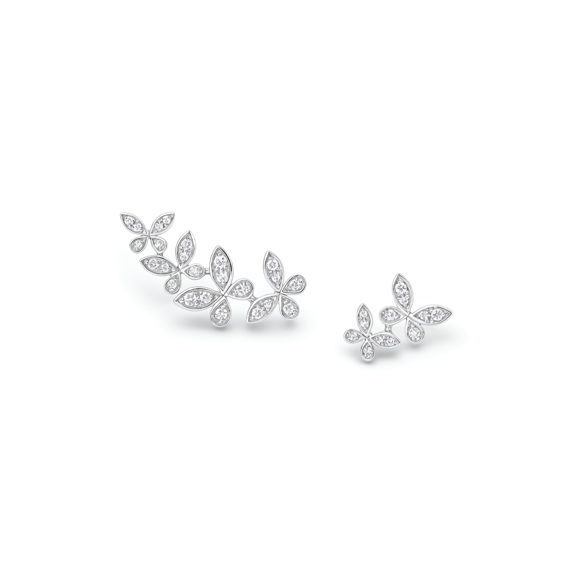 Cyrene White Asymmetric Butterfly Stud Earrings