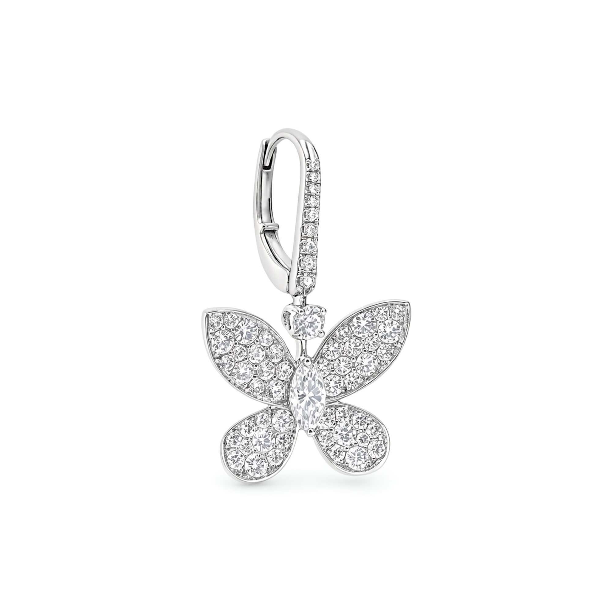 Léonne White Butterfly Pavé Drop Earrings