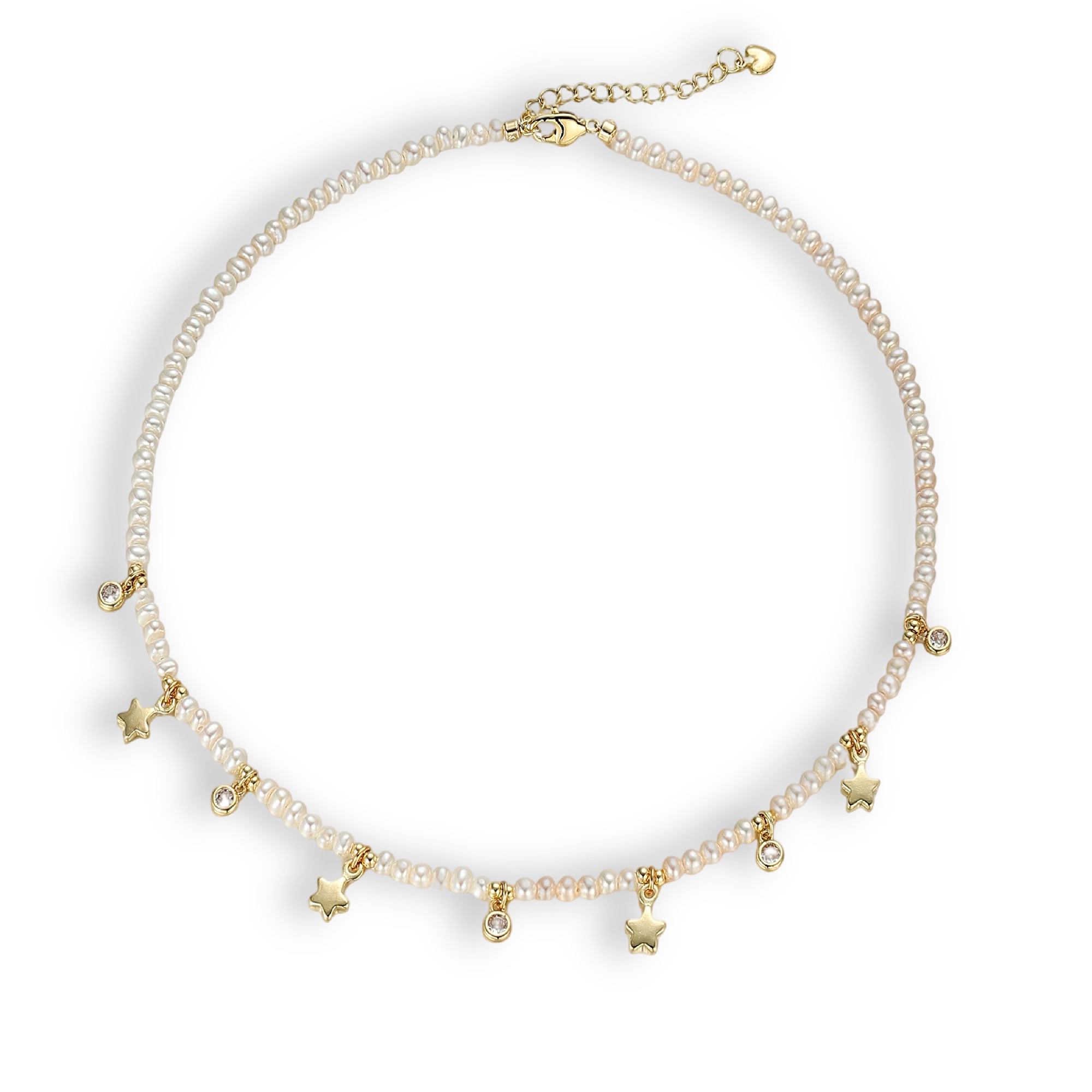 Dahliane White Pearl Star Choker Necklace