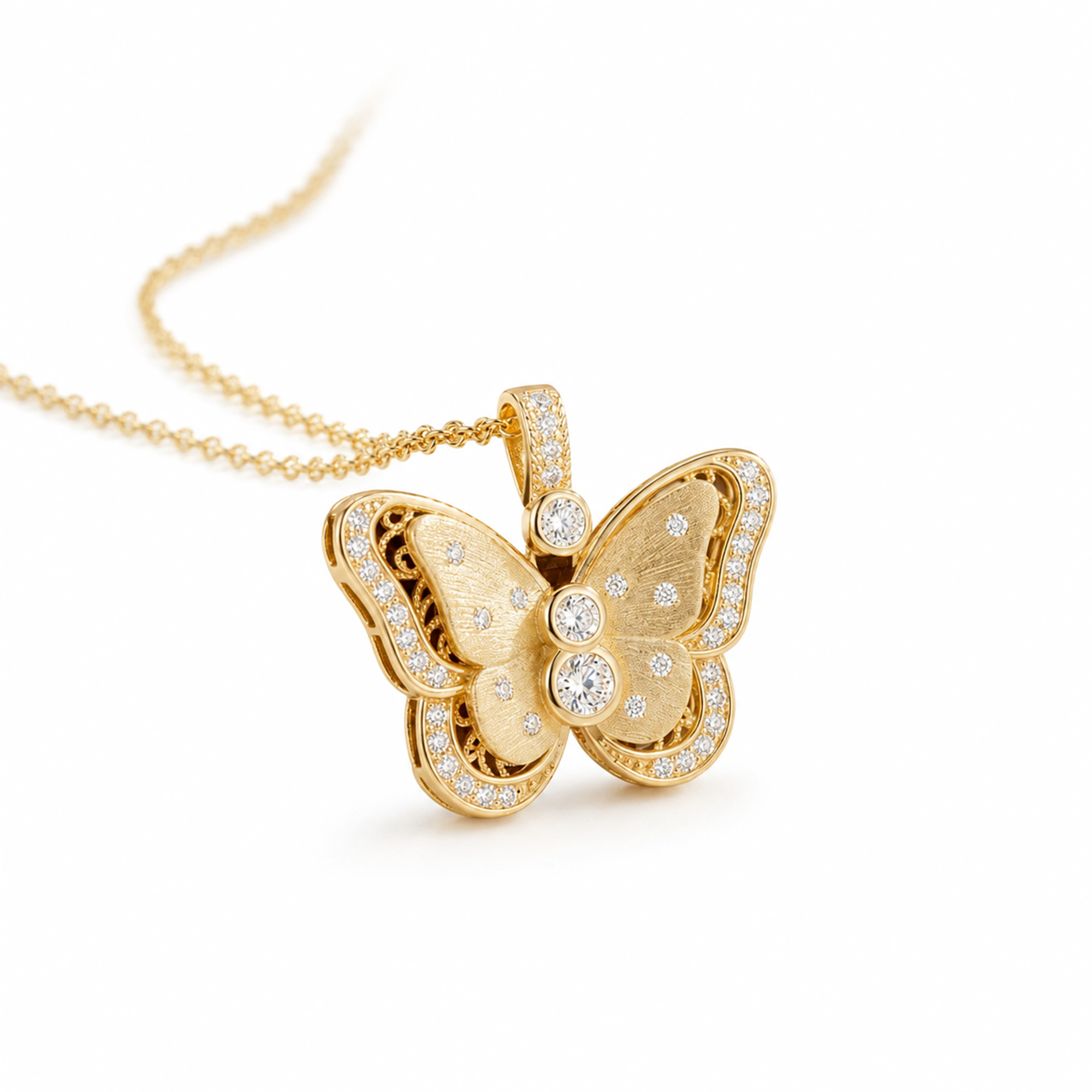 Delphine 14K Gold Butterfly Moissanite Necklace