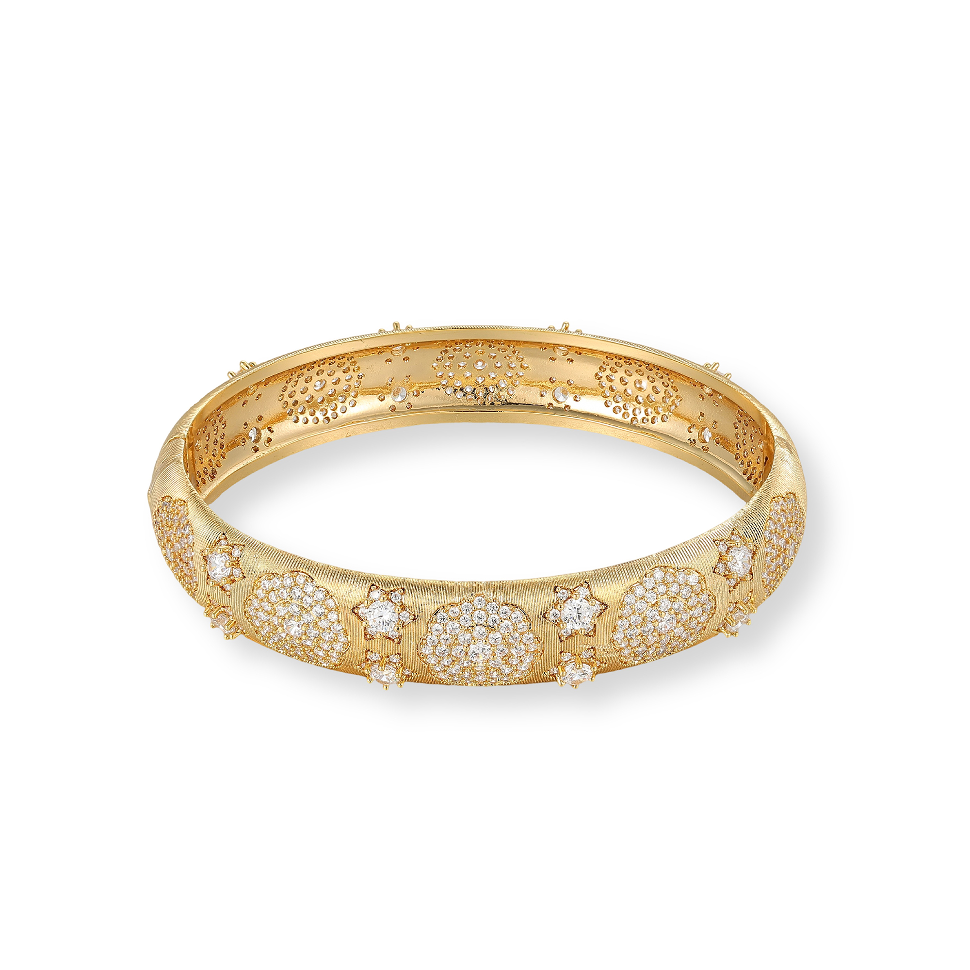 Dieudonnet 16K Gold Starburst Floral Bangle