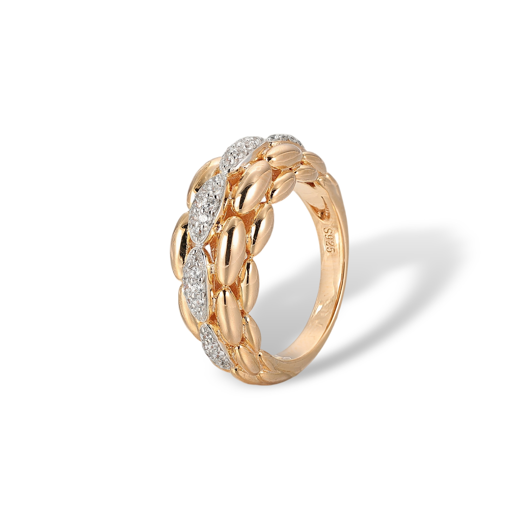 Dilys 18K Gold Woven Bead Ring