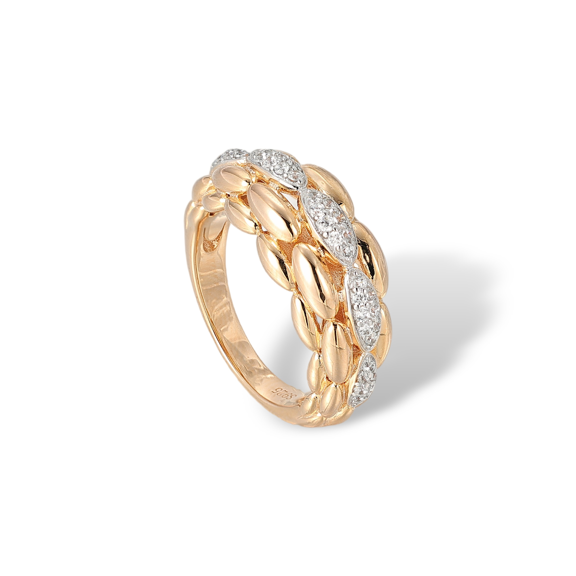 Dilys 18K Gold Woven Bead Ring