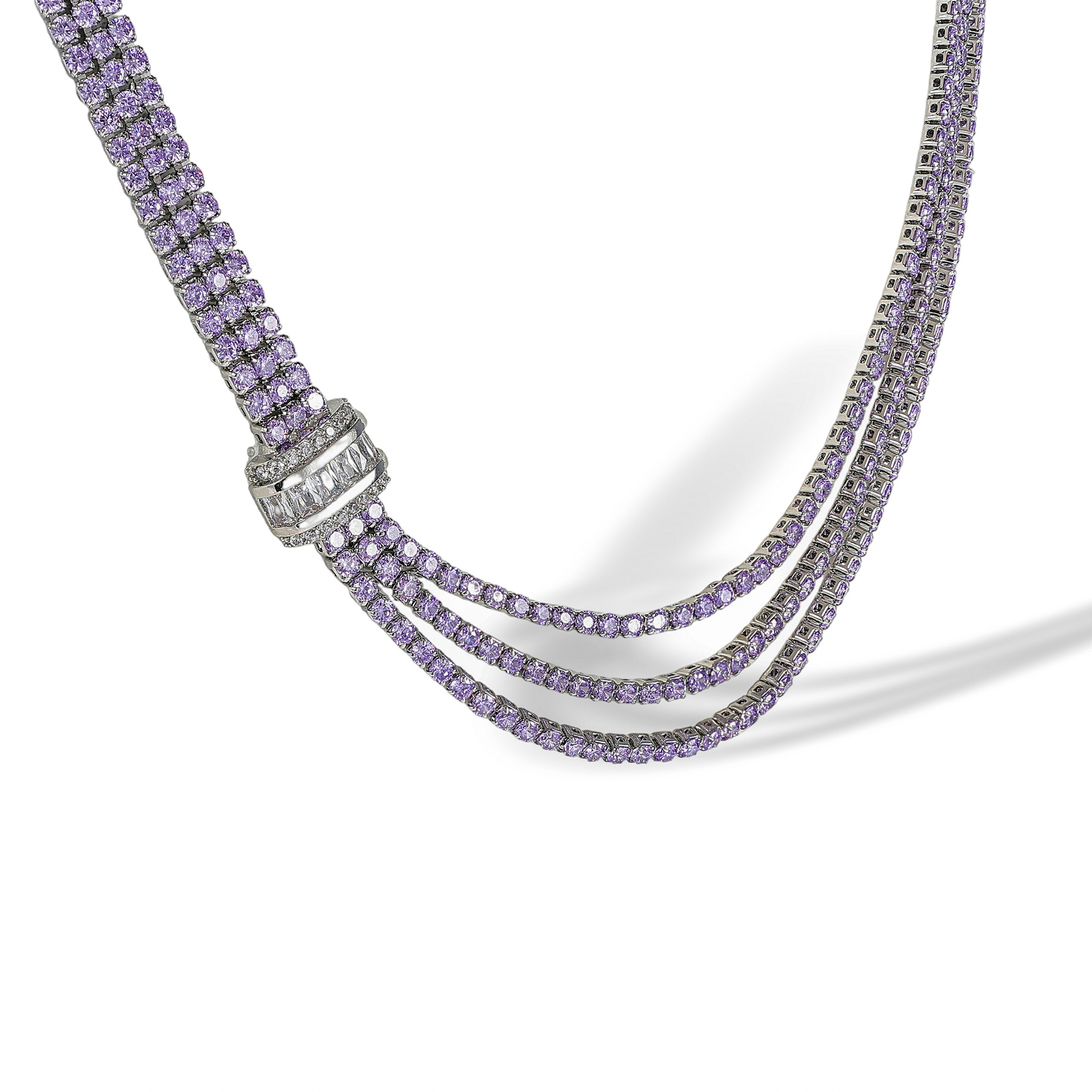 Dionysia Purple Baguette Round Choker Necklace