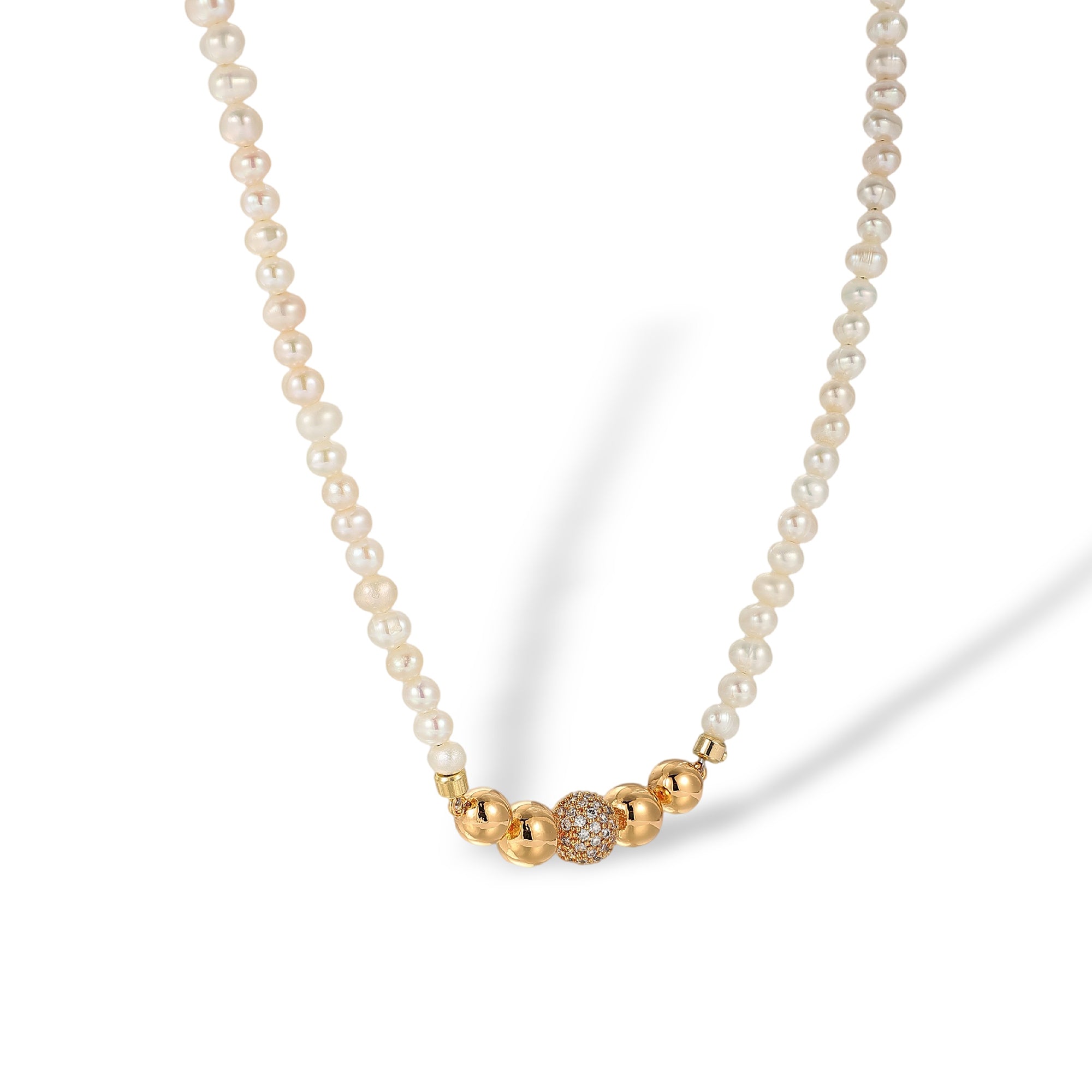 Domitilla 18K Gold Bead Pearl Necklace