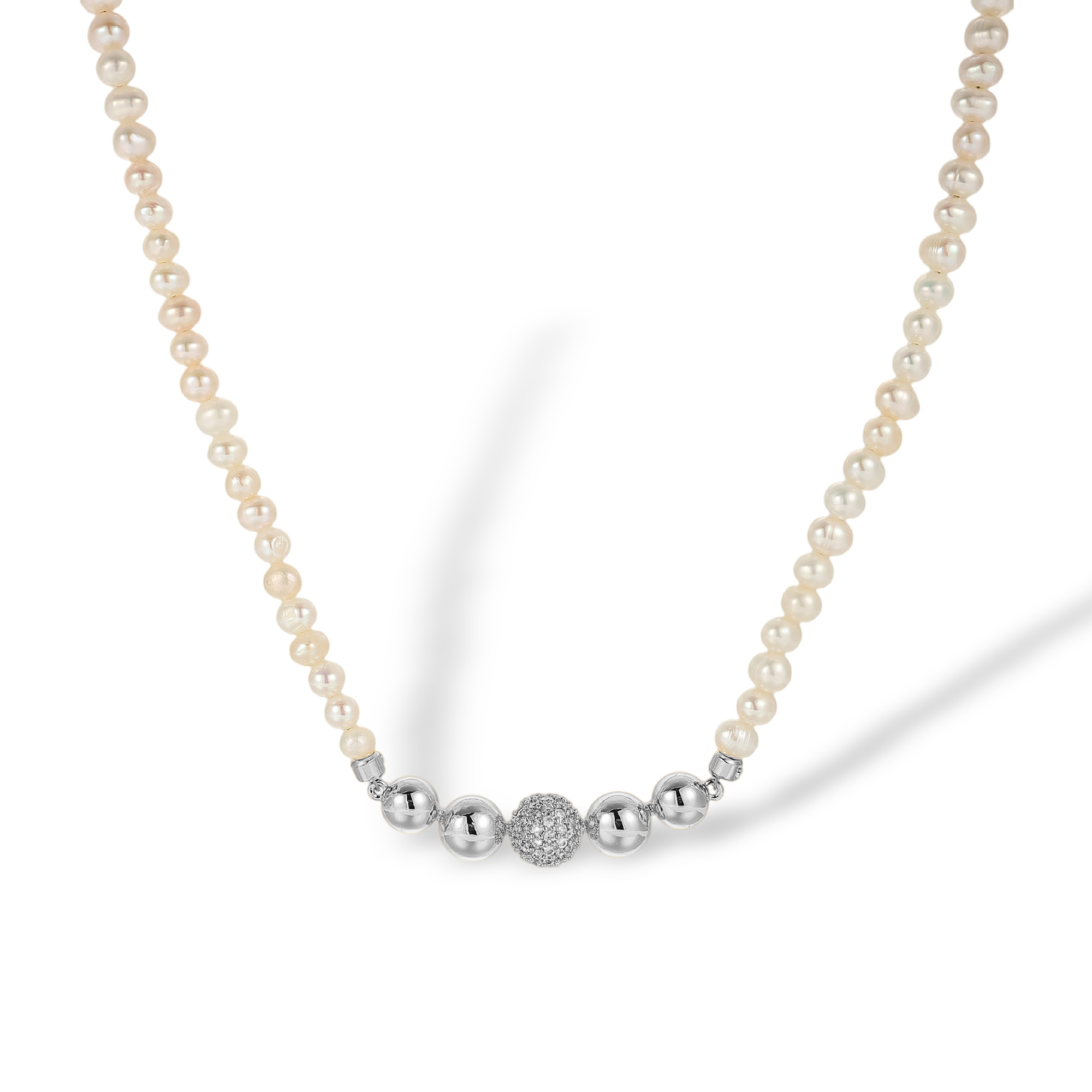 Domitilla 18K Gold Bead Pearl Necklace