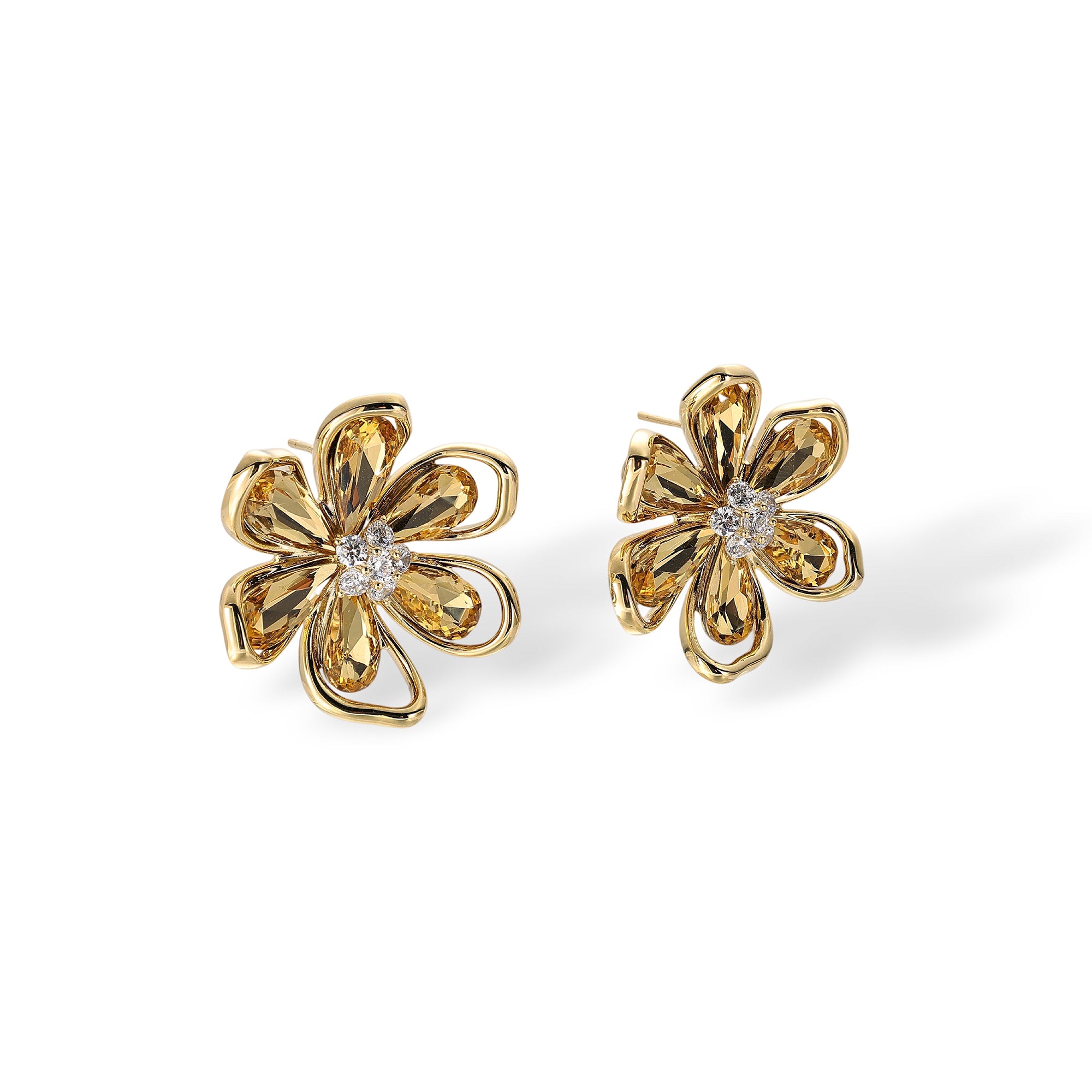 Douceur 14K Gold Floral Stud Earrings