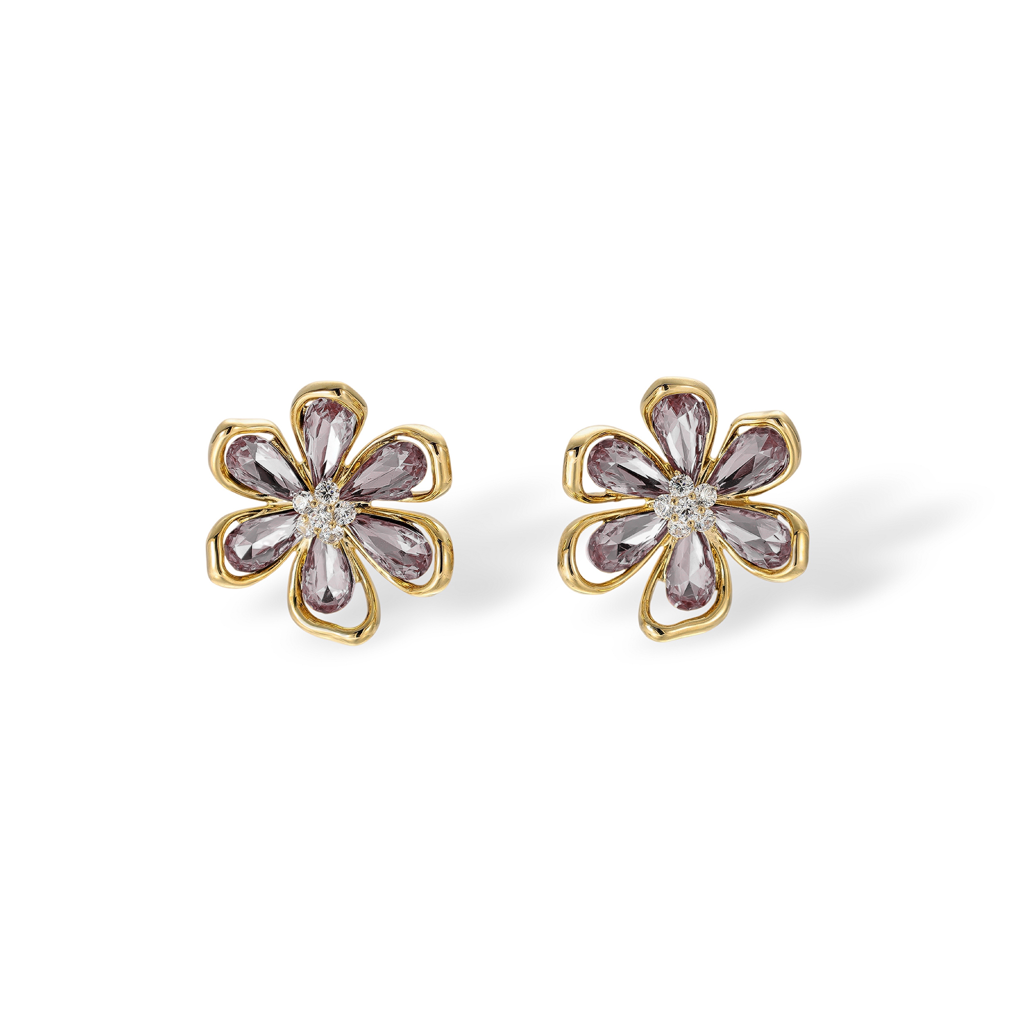 Douceur 14K Gold Floral Stud Earrings