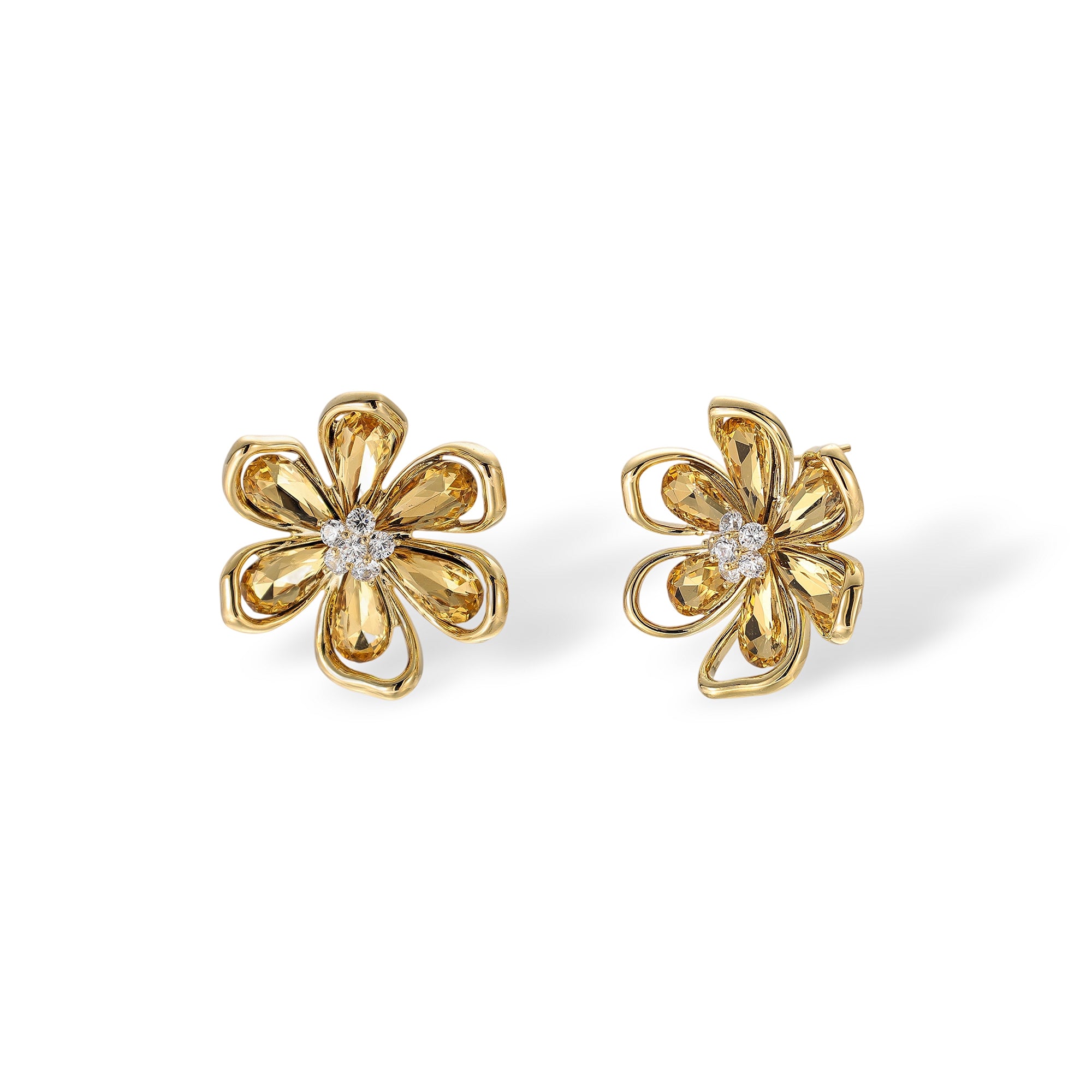 Douceur 14K Gold Floral Stud Earrings