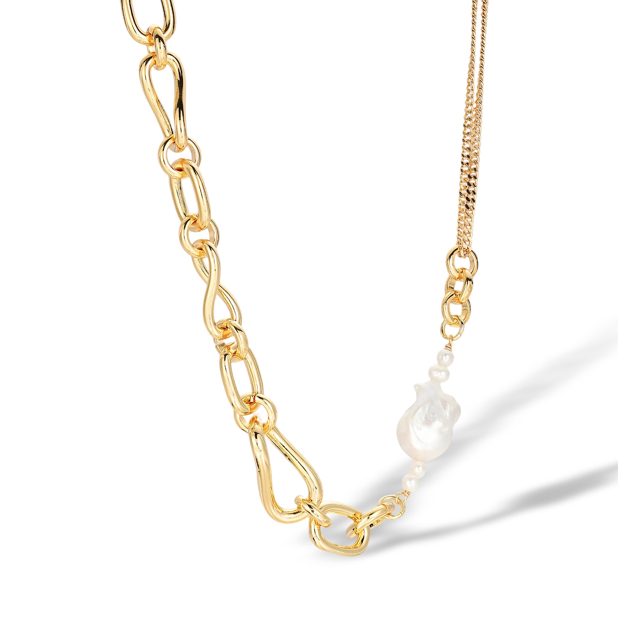 Elisa 18K Gold Asymmetric Baroque Pearl Necklace