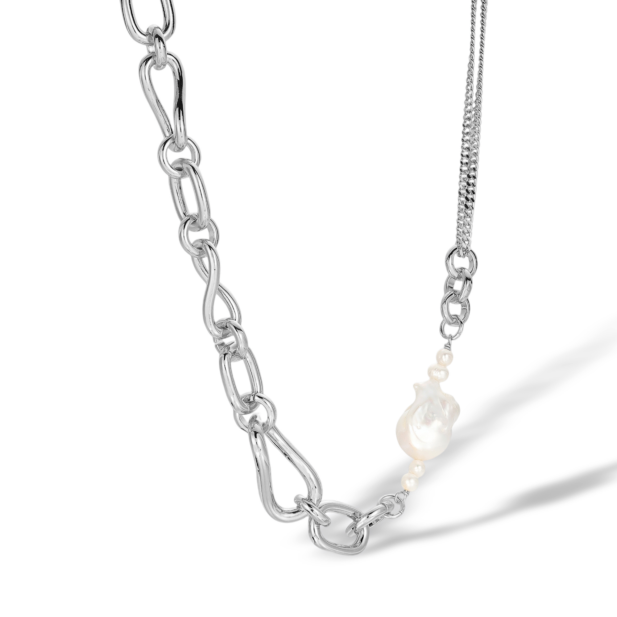 Elisa 18K Gold Asymmetric Baroque Pearl Necklace