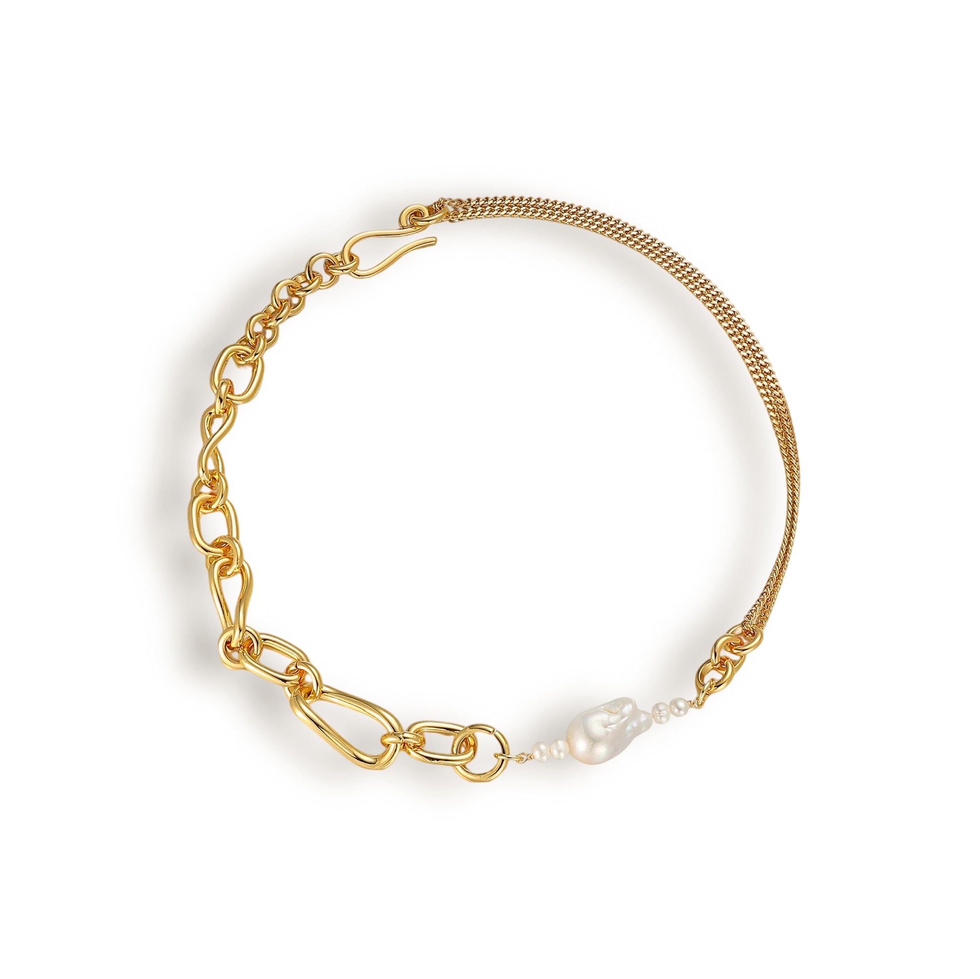 Elisa 18K Gold Asymmetric Baroque Pearl Necklace
