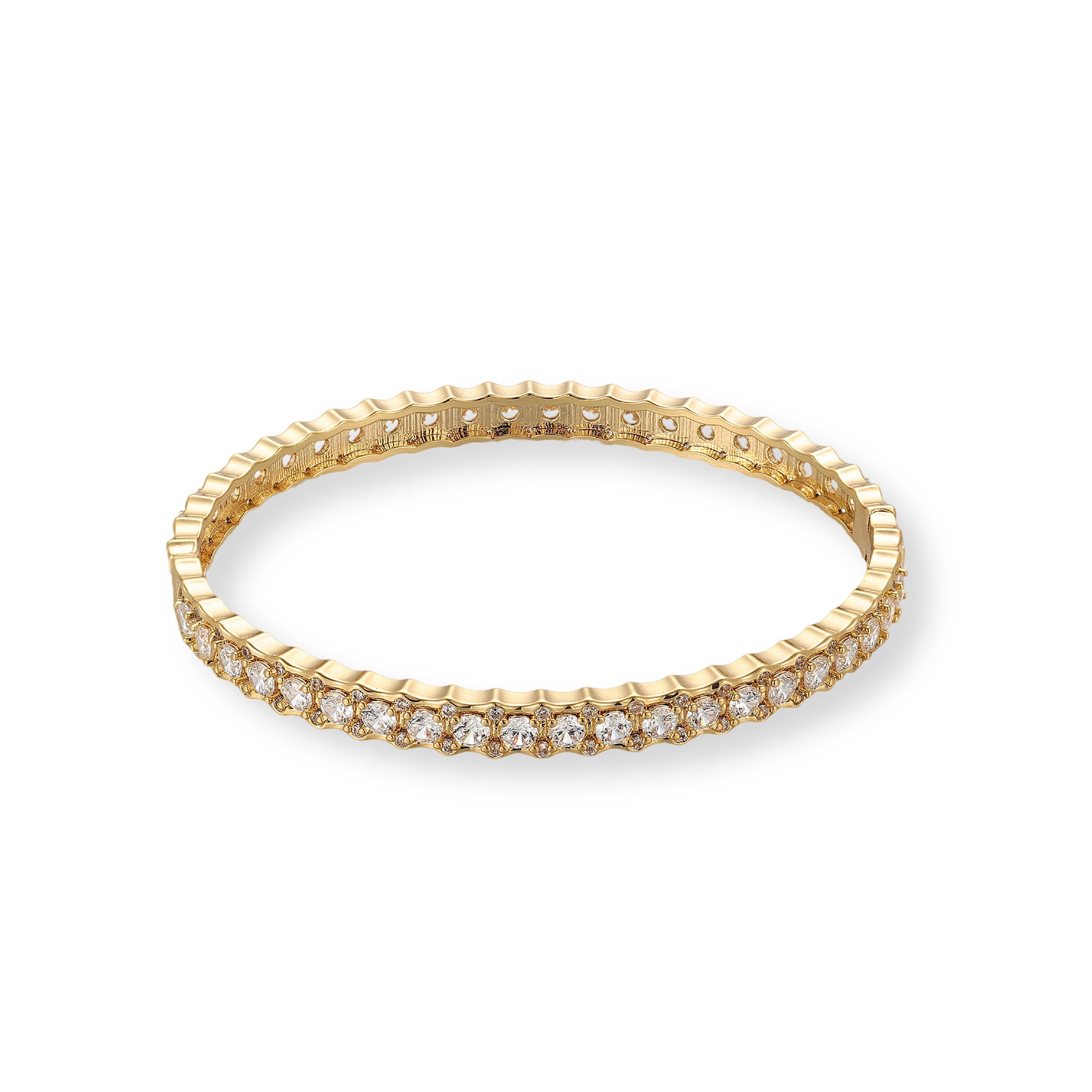 Érvine 16K Gold Scalloped Edge Round Bangle