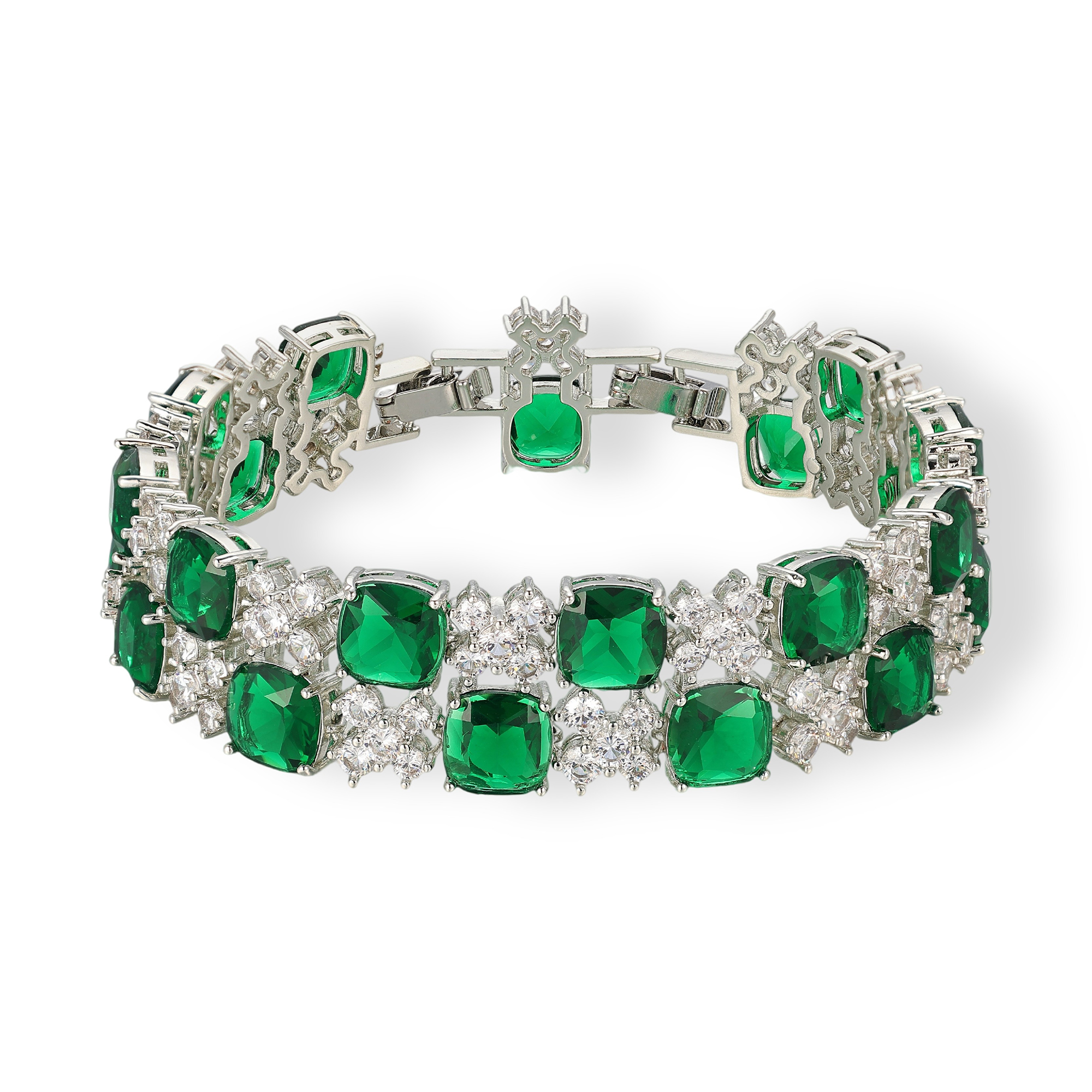 Euphemia Green Cushion Floral Bracelet