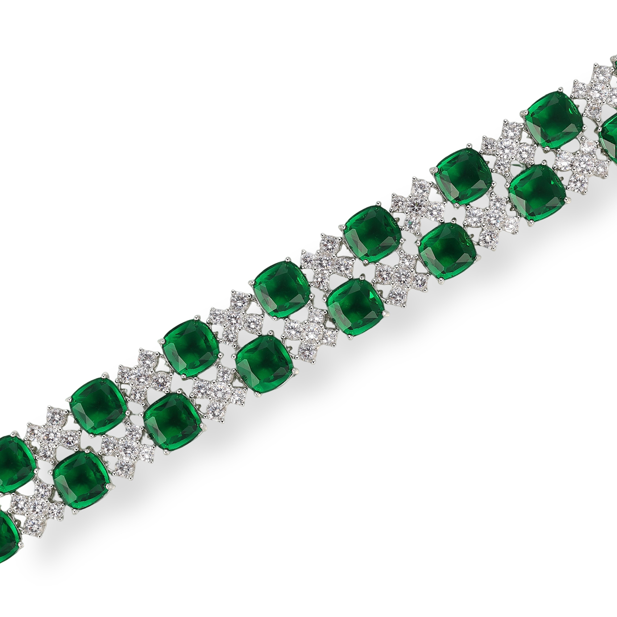 Euphemia Green Cushion Floral Bracelet