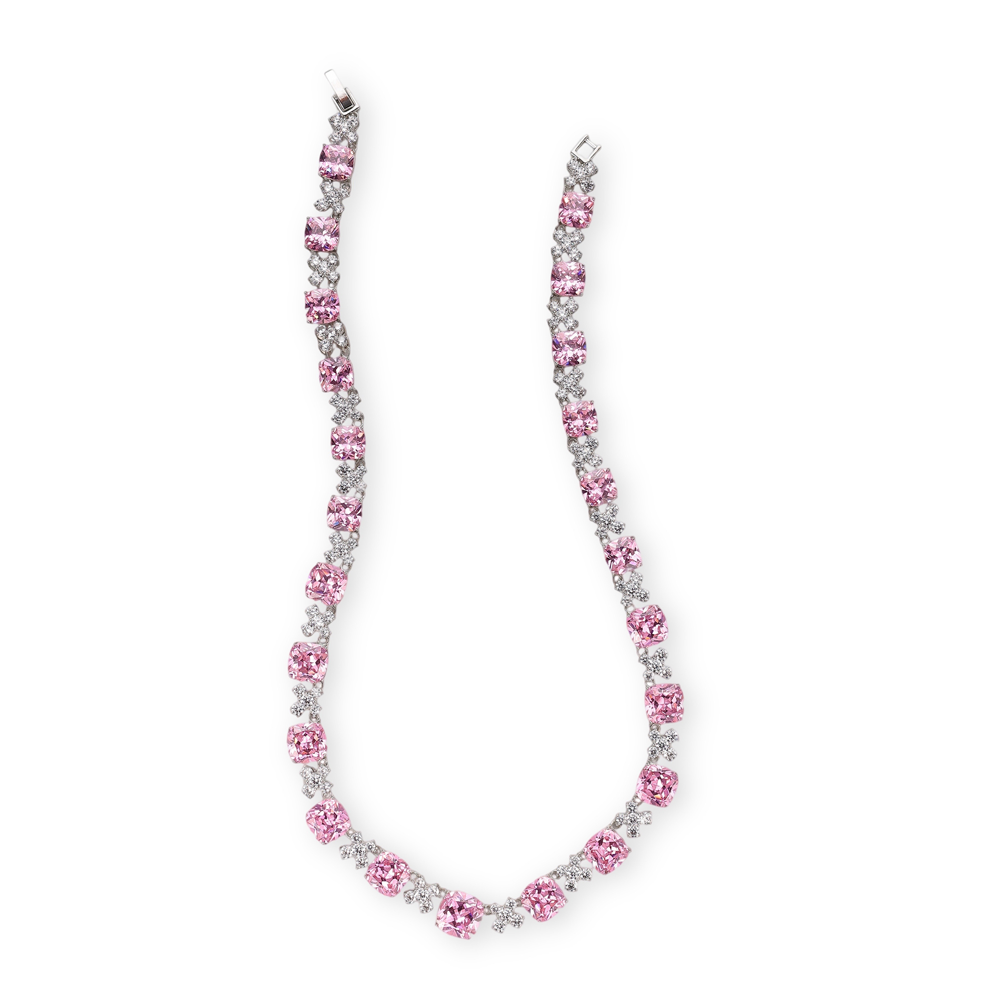 Euphemia Pink Cushion Floral Drop Earrings & Necklace Set
