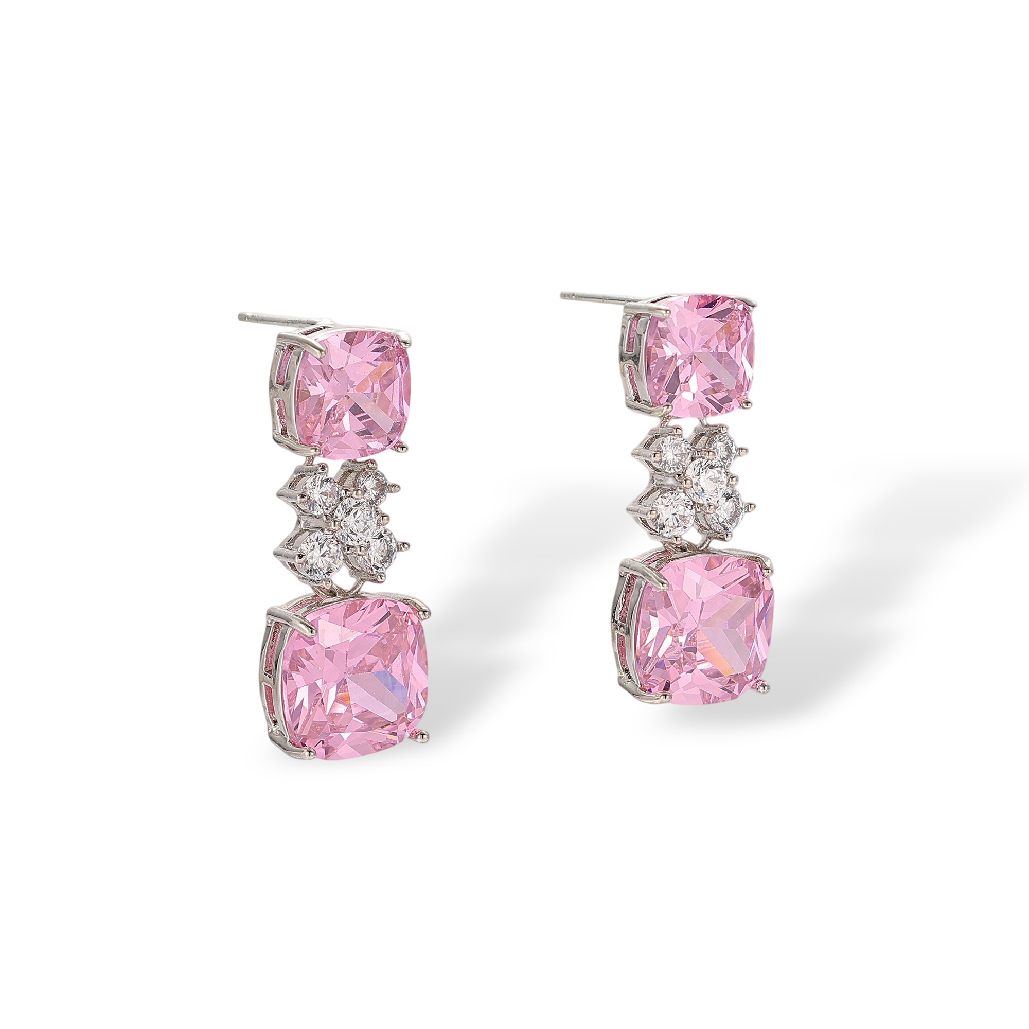 Euphemia Pink Cushion Floral Drop Earrings & Necklace Set
