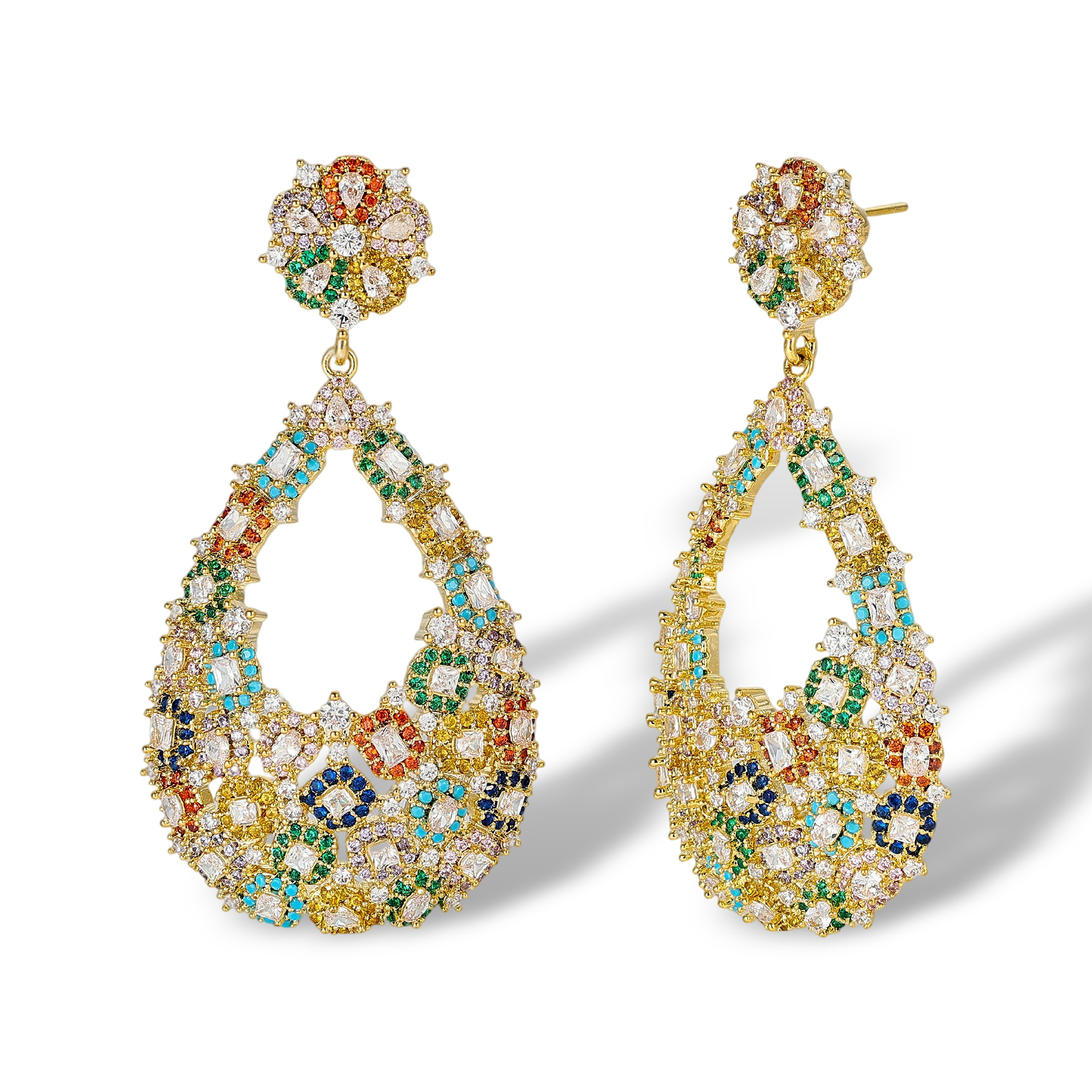 Féliciana Multicolor Teardrop Floral Drop Earrings
