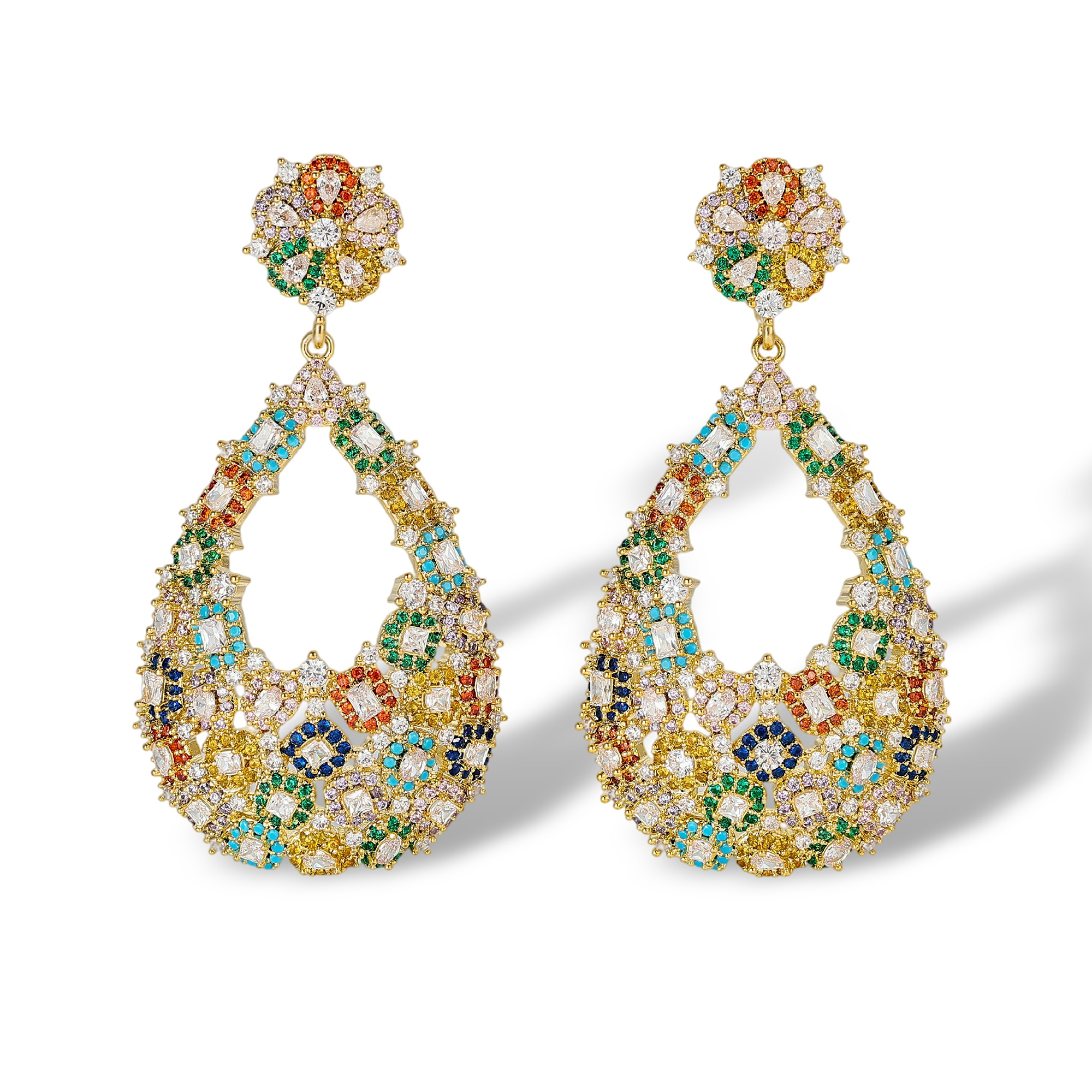 Féliciana Multicolor Teardrop Floral Drop Earrings