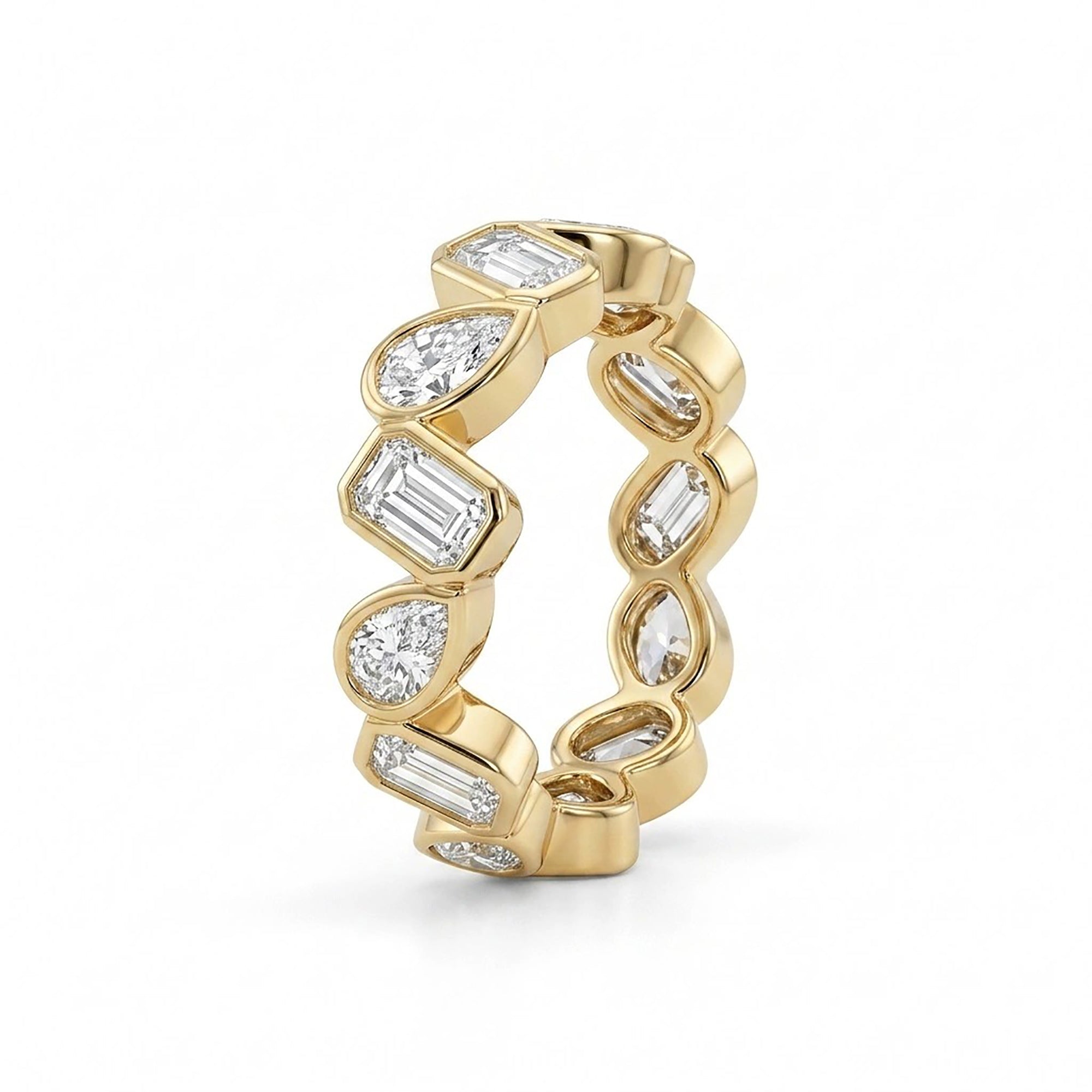 Fabia 14K Gold Teardrop Baguette Moissanite Ring