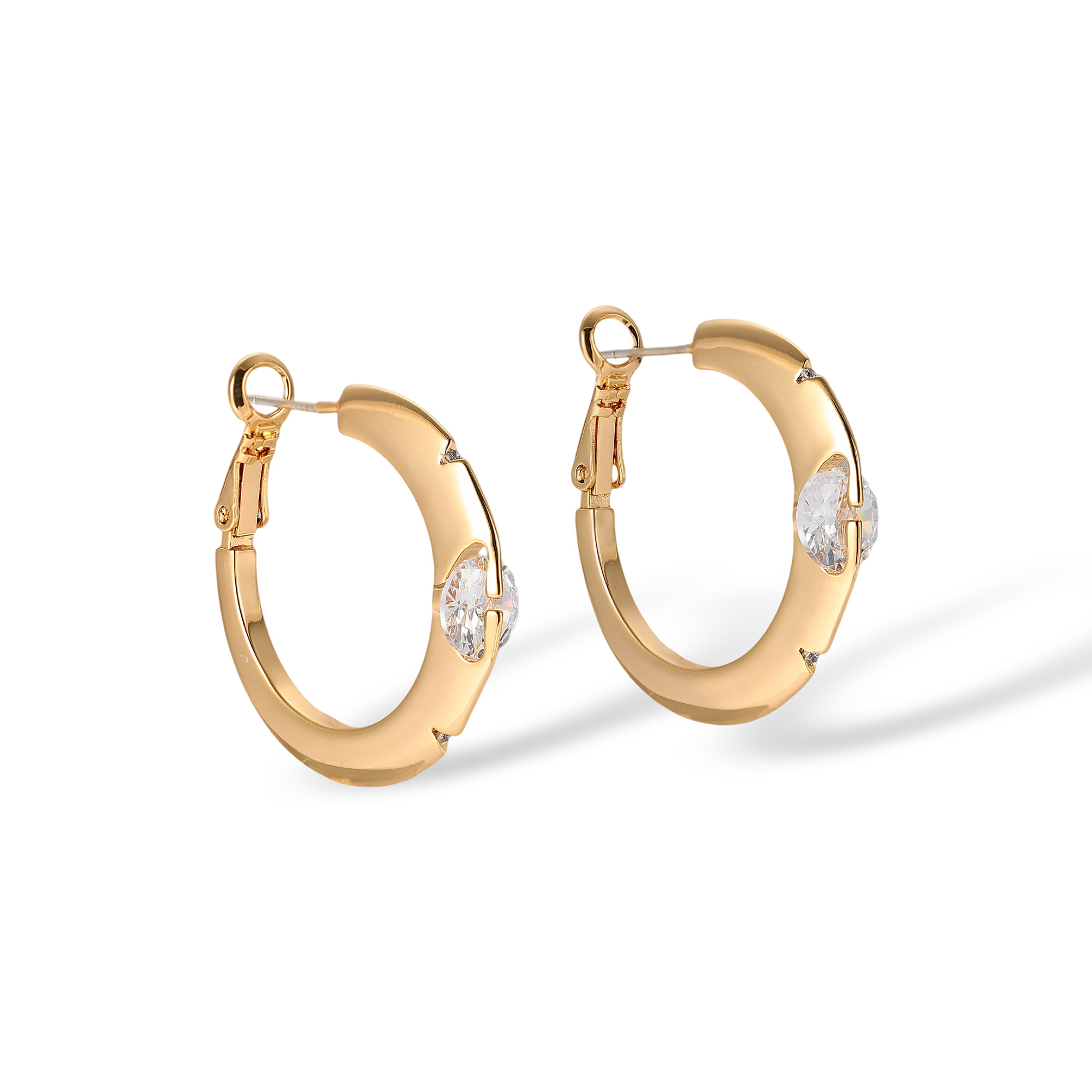 Falkhild 14K Gold Movable Round Hoop Earrings