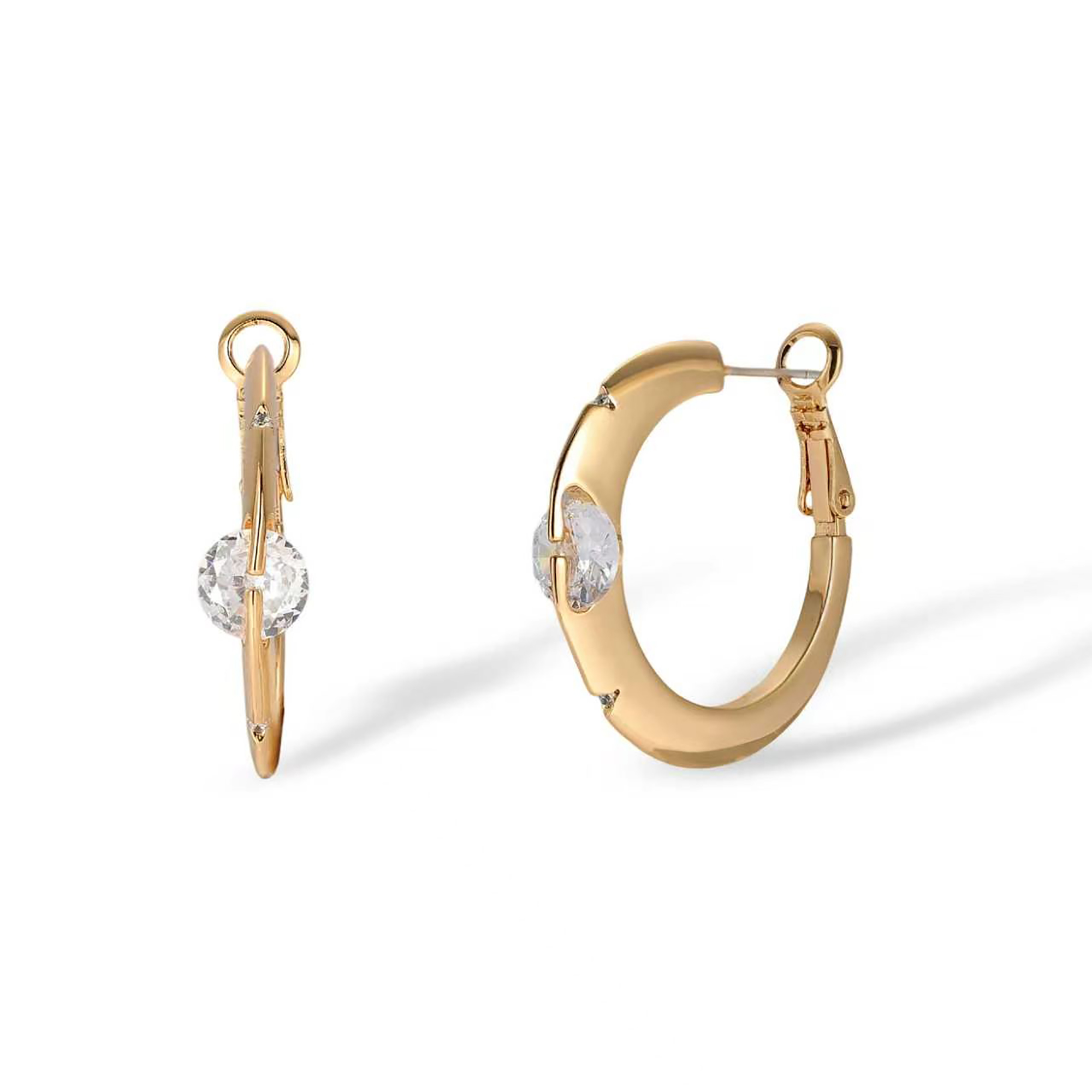 Falkhild 14K Gold Movable Round Hoop Earrings