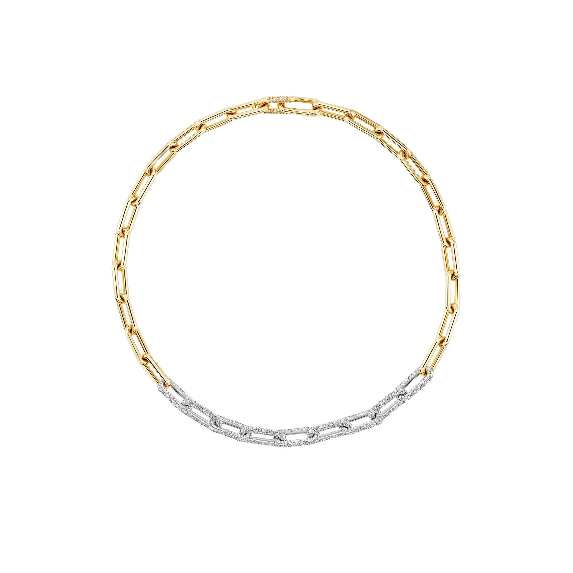 Fiona 14K Gold Pavé Paperclip Link Choker Necklace