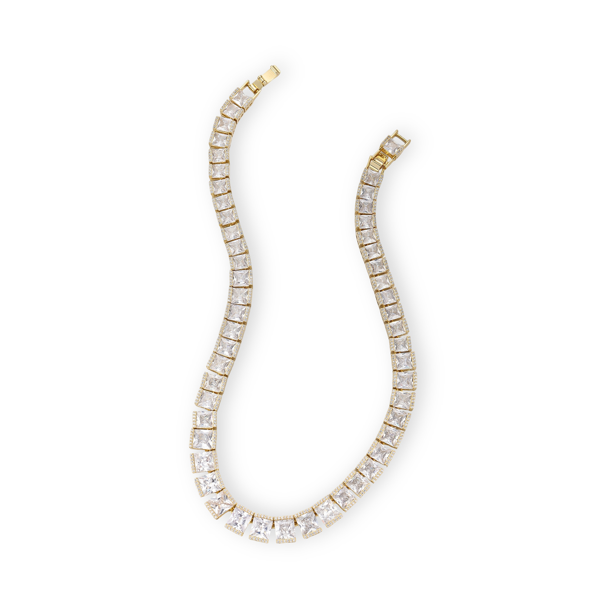 Floriane 18K Gold Square Tennis Necklace