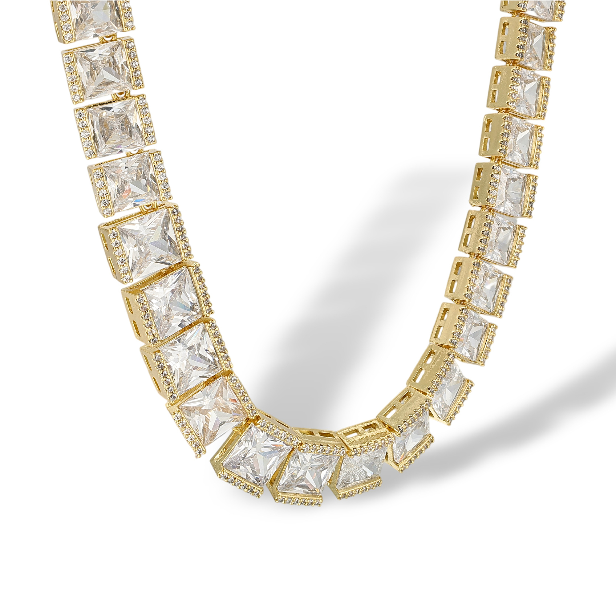 Floriane 18K Gold Square Tennis Necklace