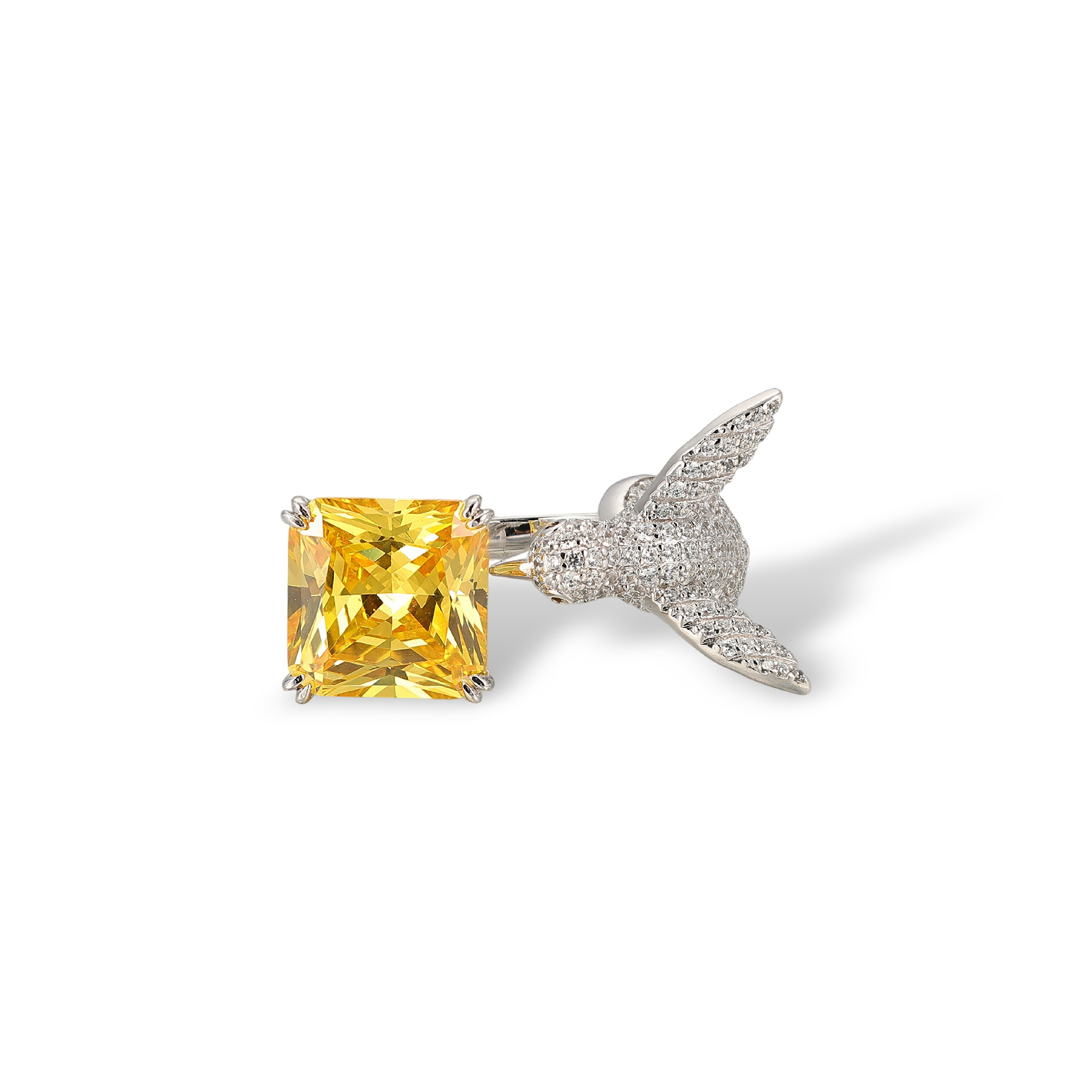 Floride Yellow Bird Square Open Ring 