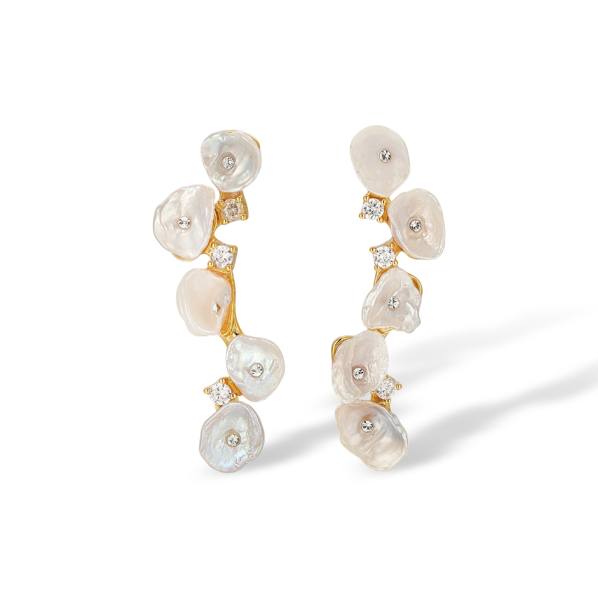 Fritzi White Floral Shell Drop Earrings