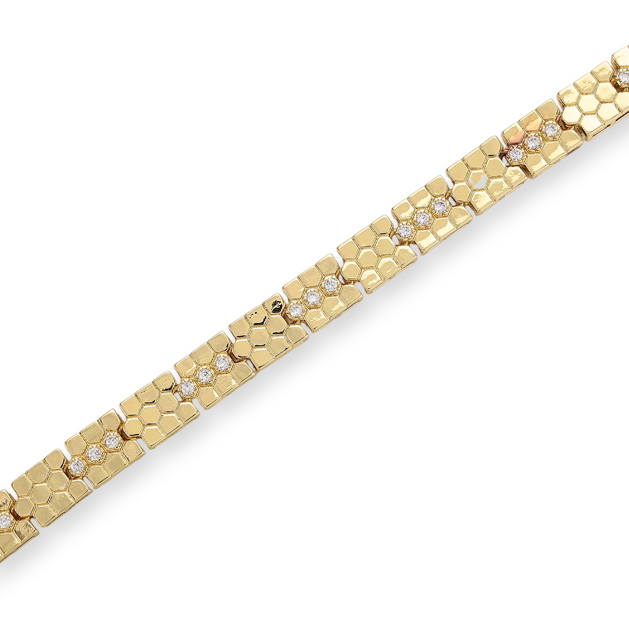 Gemma 14K Gold Honeycomb Bracelet