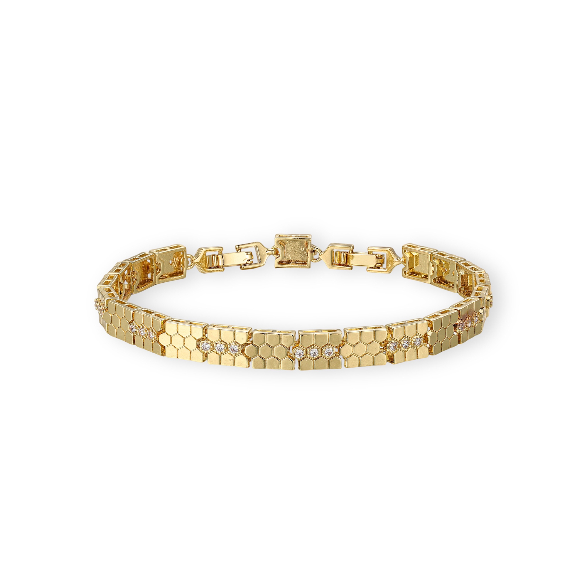 Gemma 14K Gold Honeycomb Bracelet