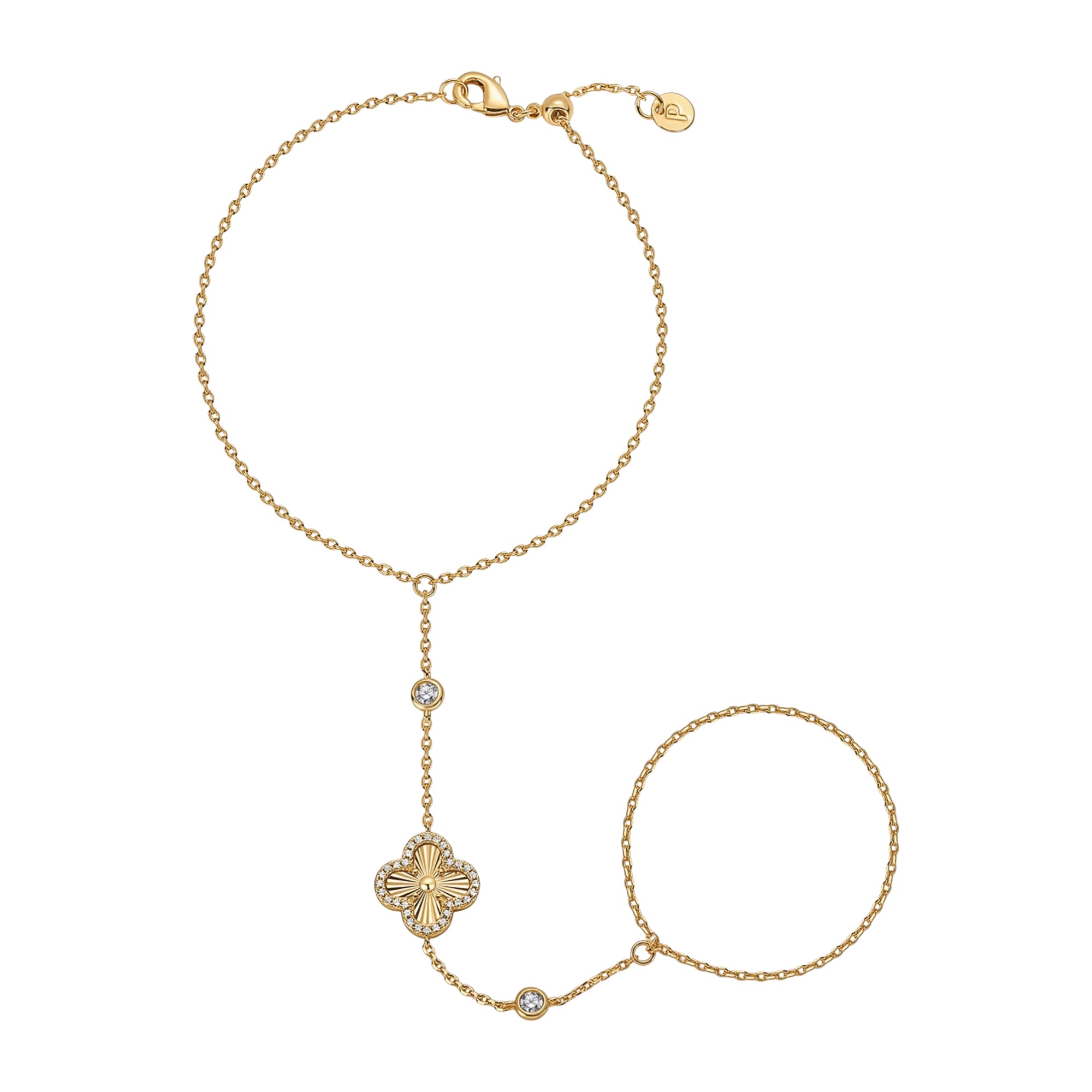 Gertrudine 18K Gold Trèfle Link Finger Bracelet