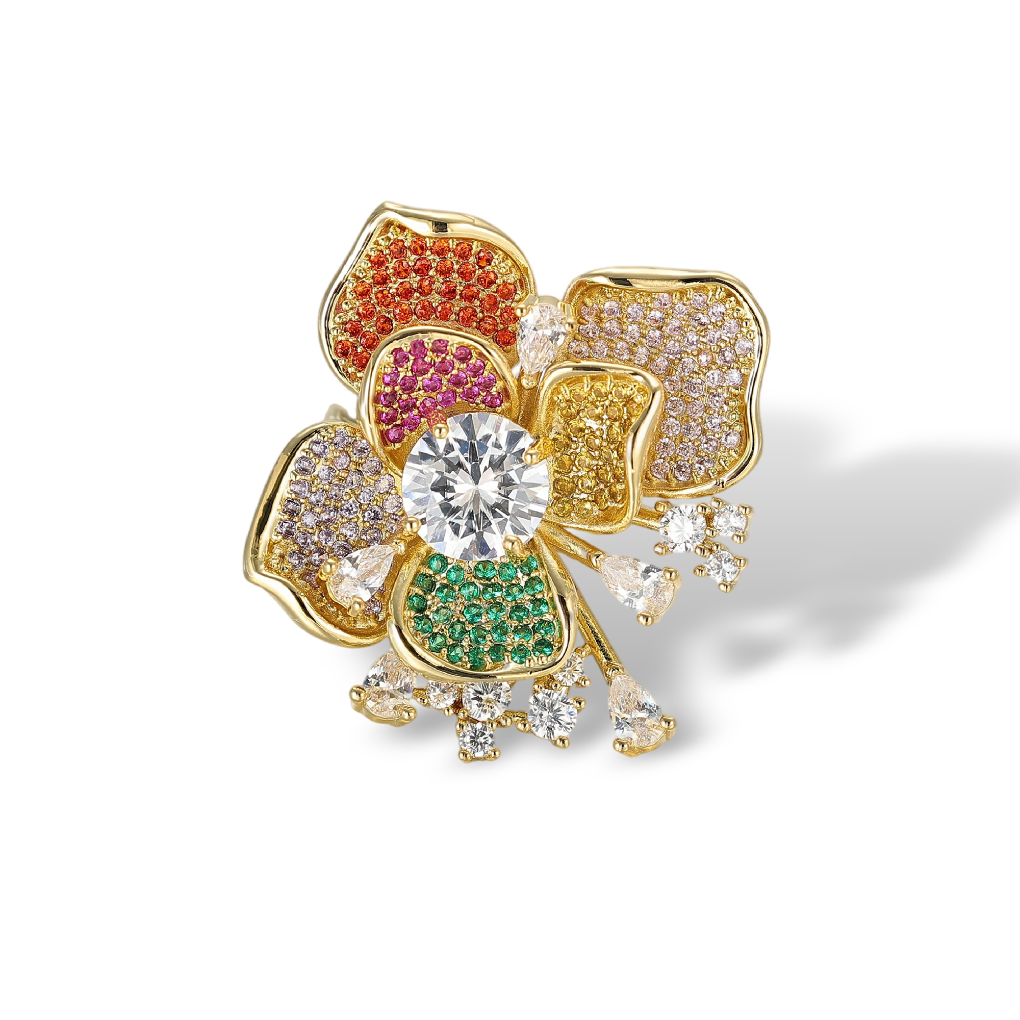 Hélianthe Multicolor Floral Open Ring