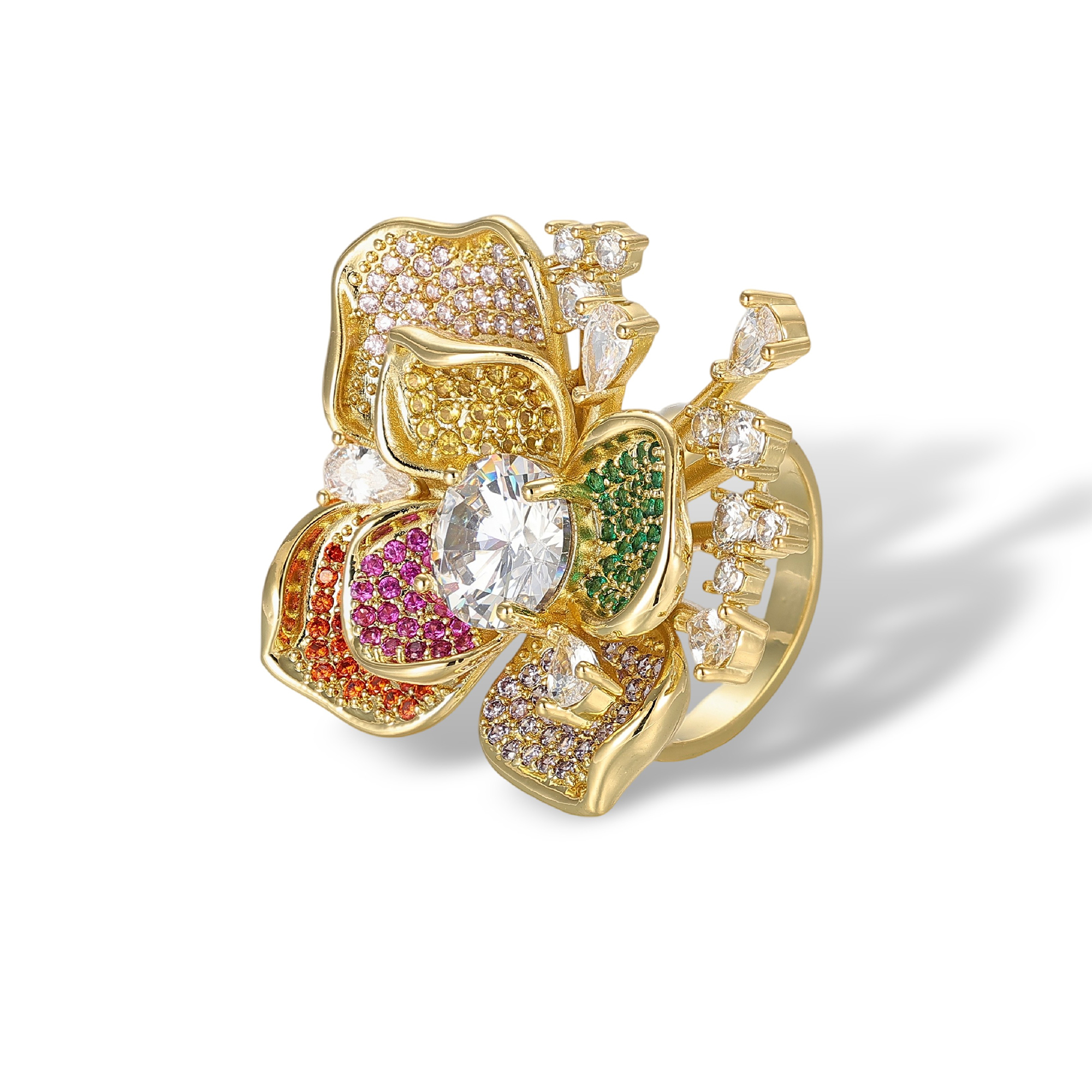 Hélianthe Multicolor Floral Open Ring